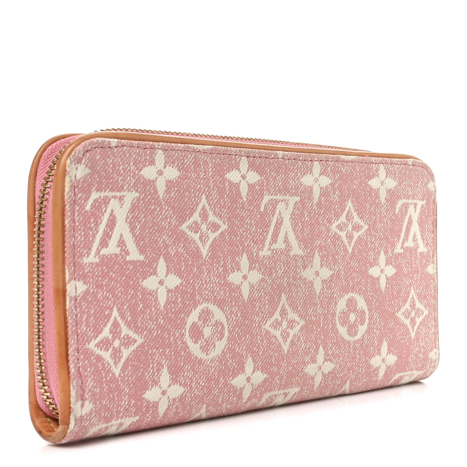 Denim Monogram Jacquard Zippy Wallet Pink