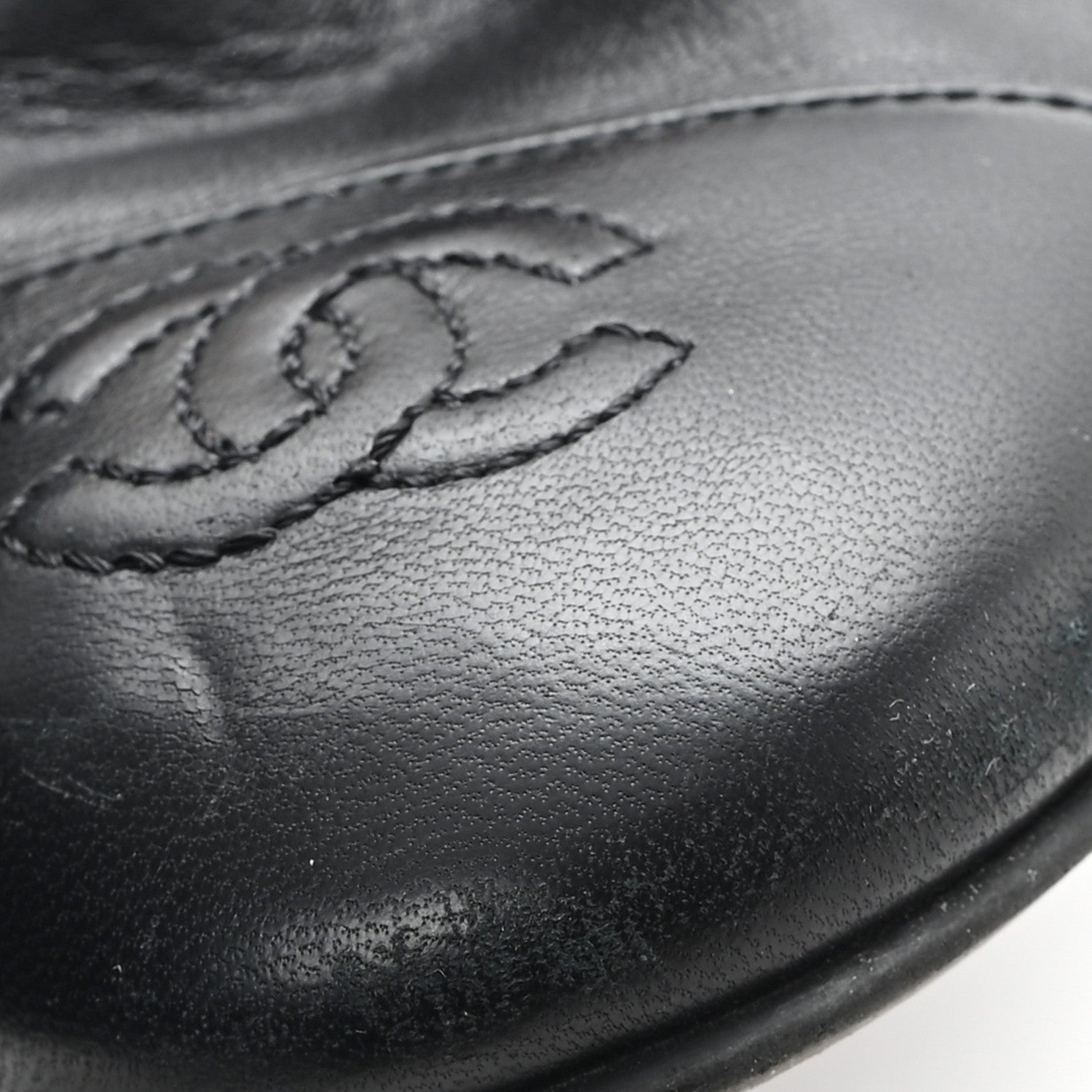 Stretch Lambskin Cap Toe CC Short Boots 39 Black