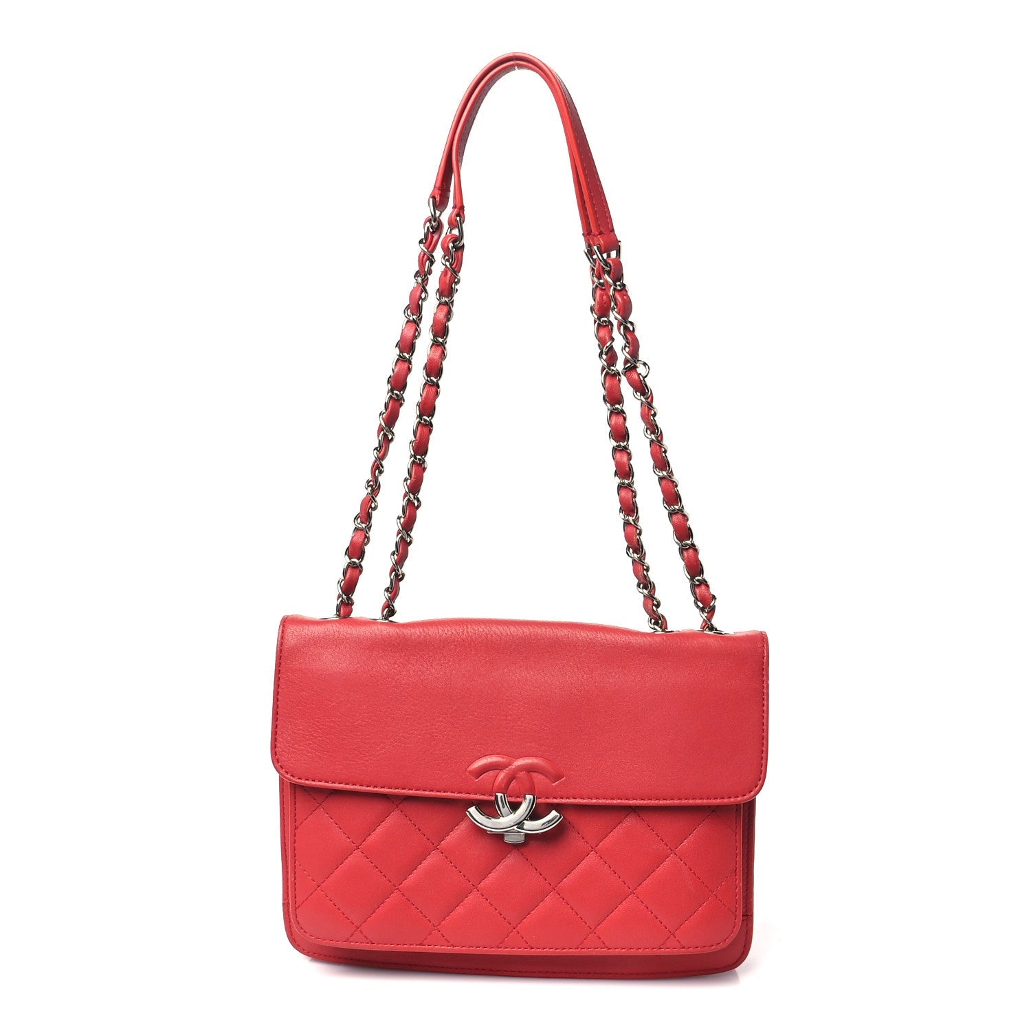 Caviar Quilted Small CC Box Top Flap Red