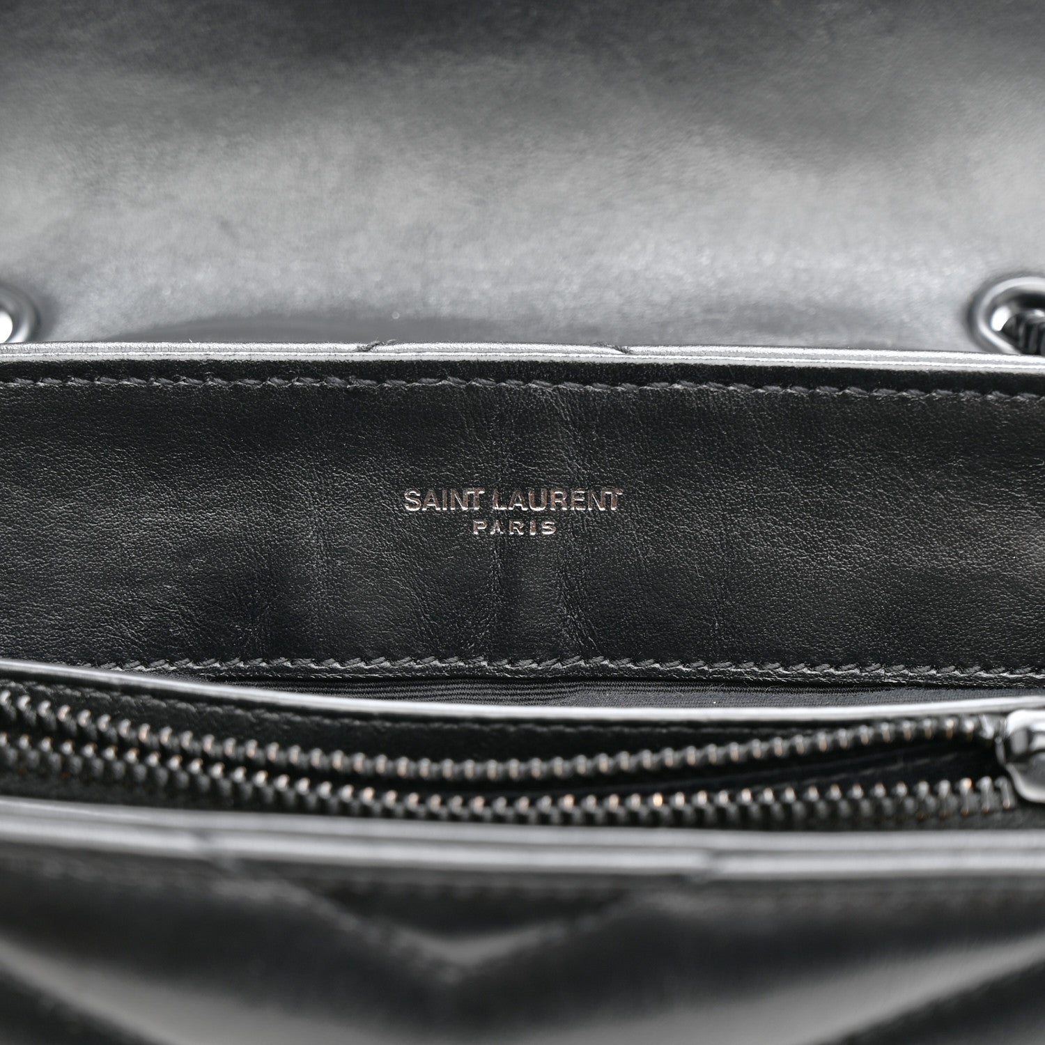 Calfskin Y Quilted Monogram Monochrome Small Loulou Chain Satchel Black
