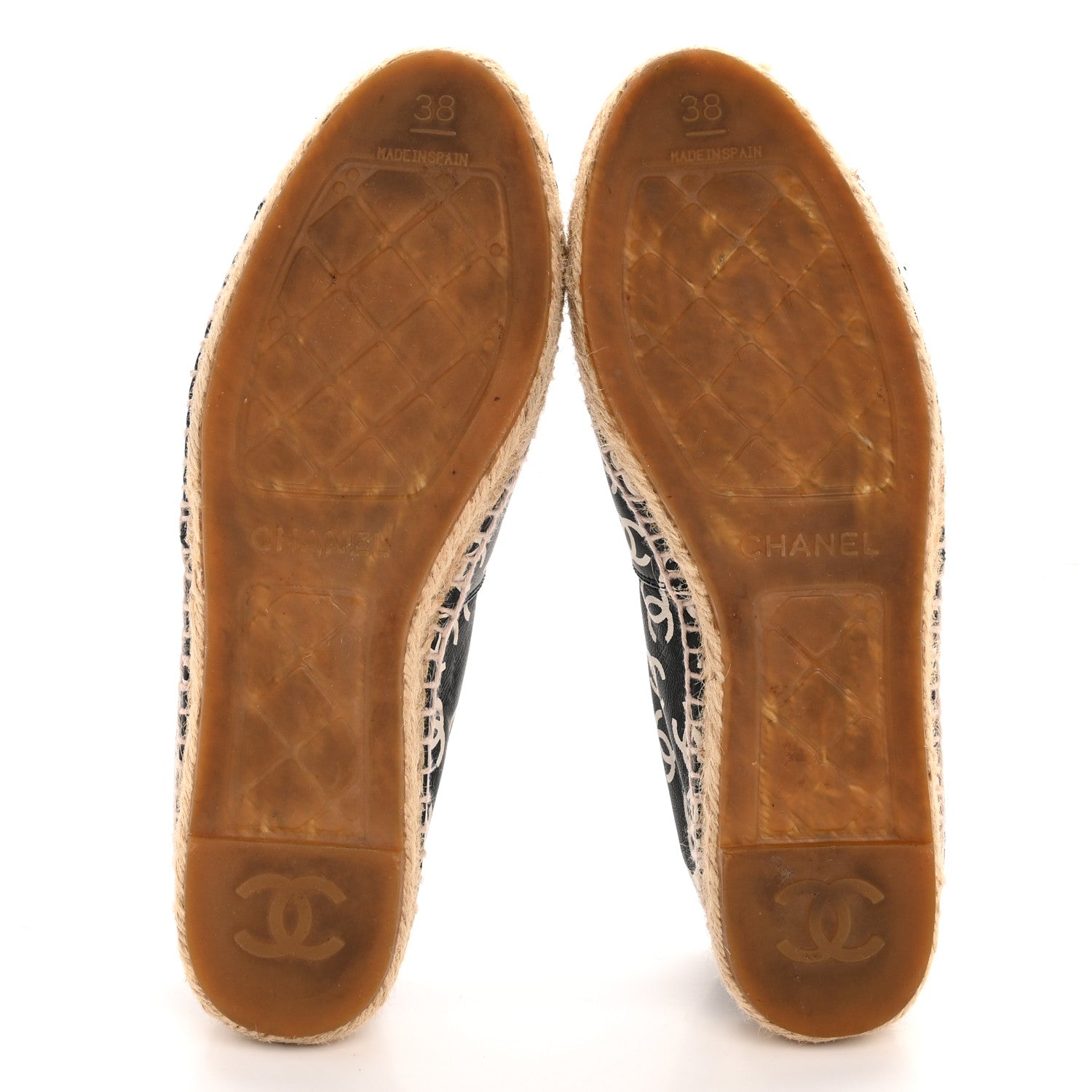 Lambskin Printed CC Espadrilles 38 Black White