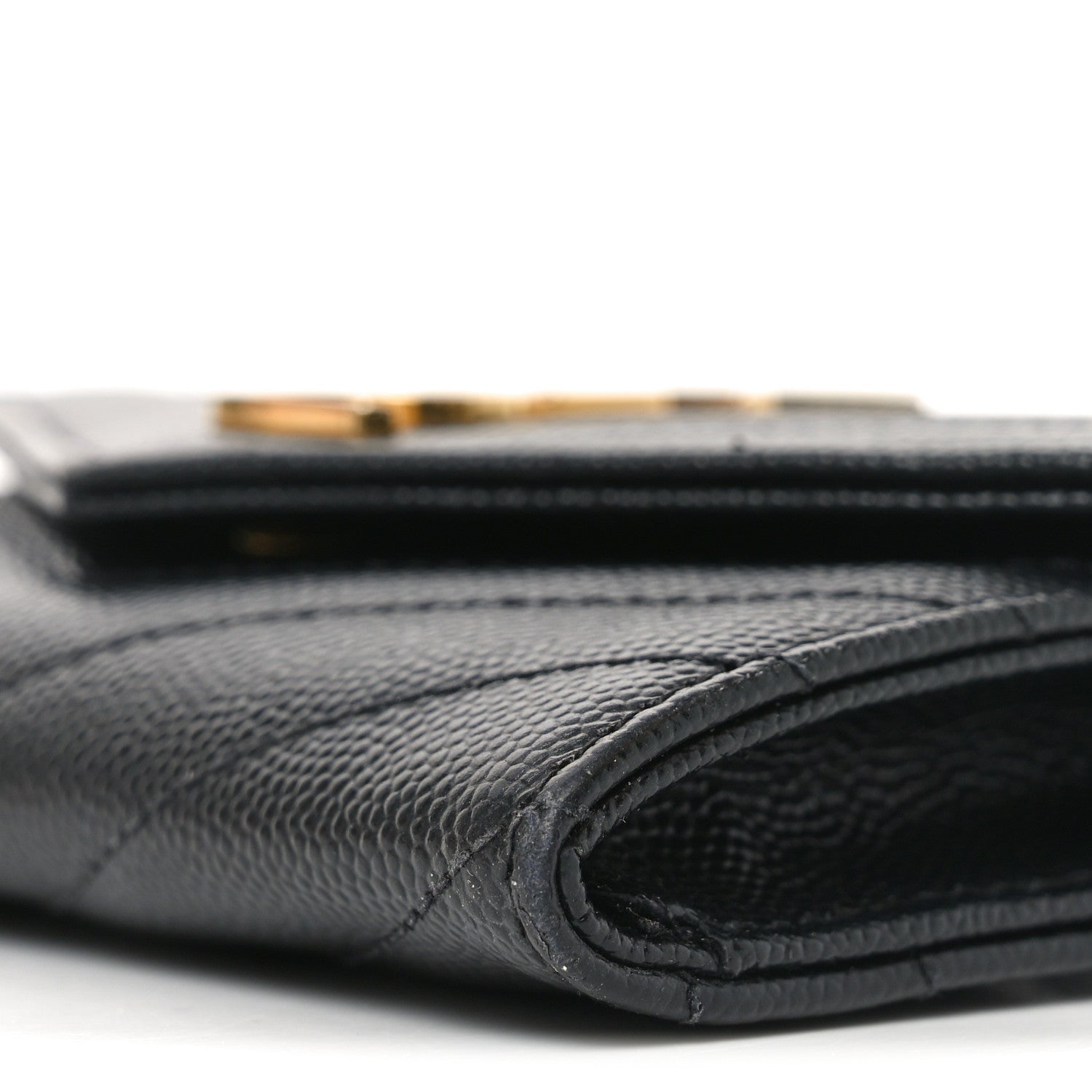 Grain De Poudre Matelasse Chevron Small Monogram Envelope Wallet Black