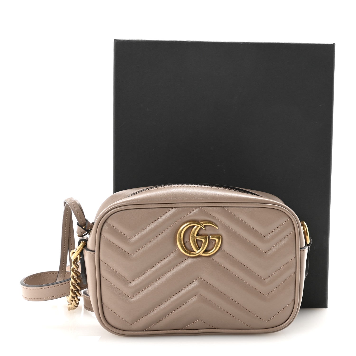 Calfskin Matelasse Mini GG Marmont Chain Shoulder Bag Porcelain Rose