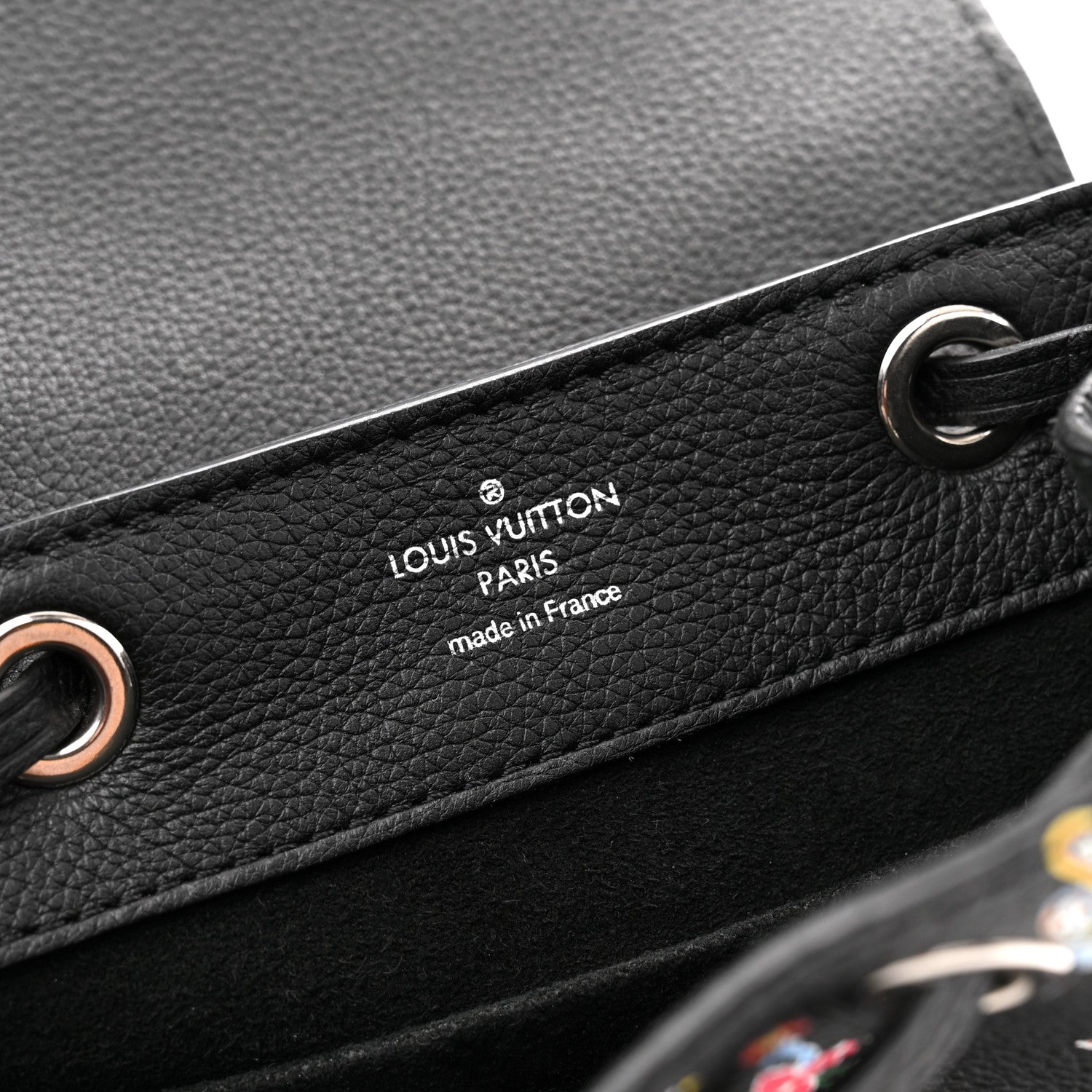 Calfskin Flower Lockme Mini Backpack Black Multicolor