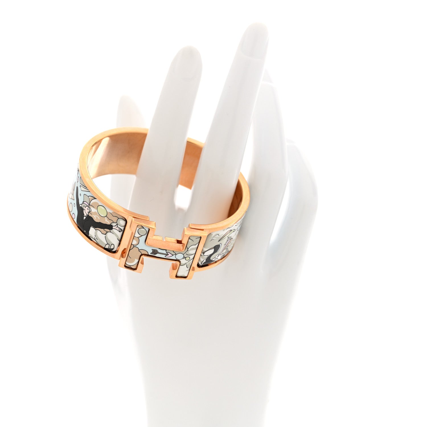Enamel Wide Print Dans Les Nuages Clic Clac H Bracelet GM Songe Pastel