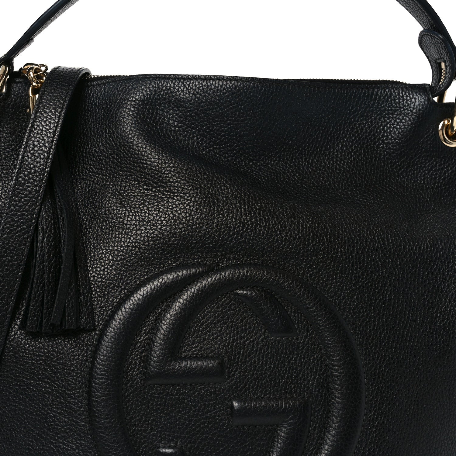 Pebbled Calfskin Large Soho Hobo Black