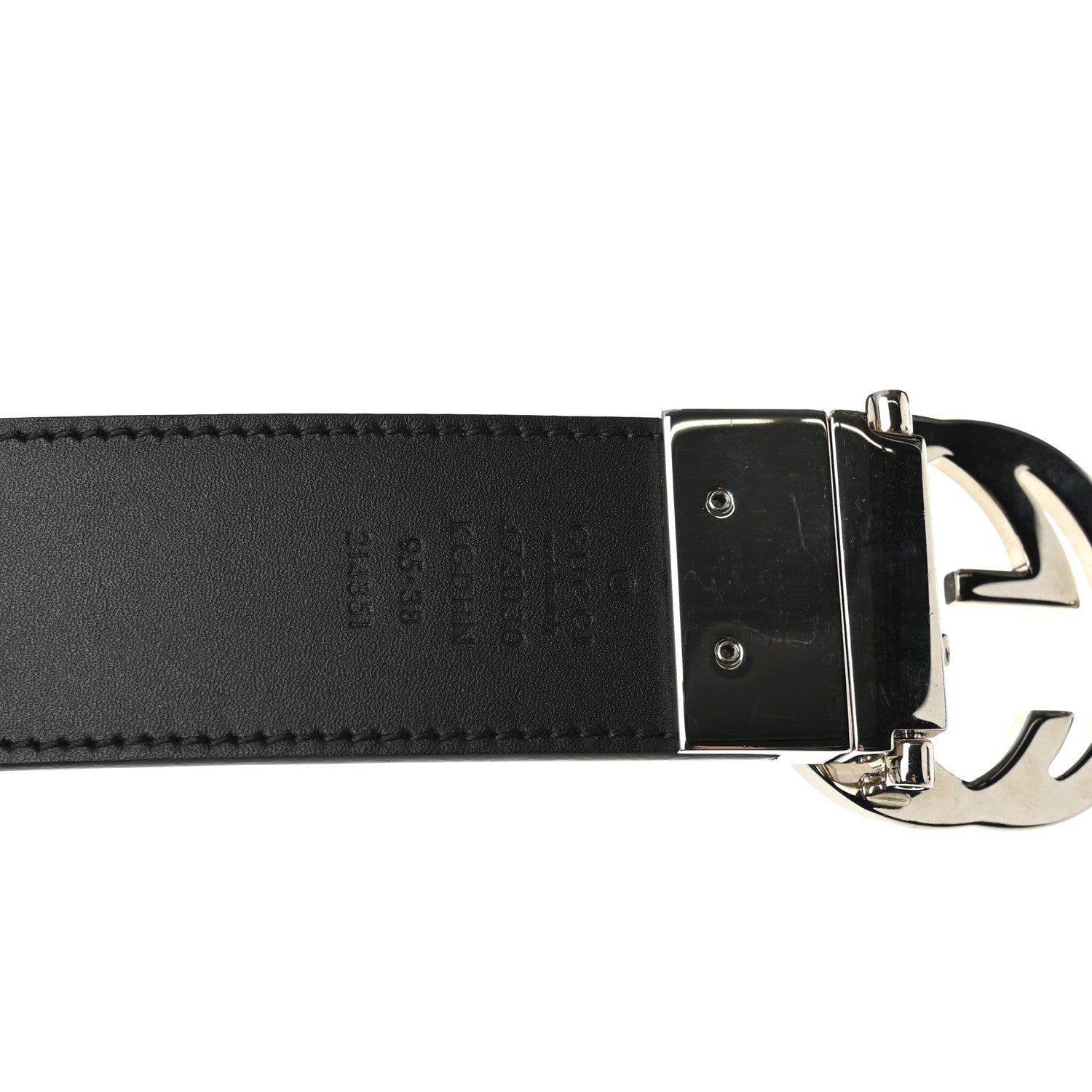 GG Supreme Monogram Selleria Calfskin Interlocking G Reversible 37mm Belt 95 38 Beige Ebony Black