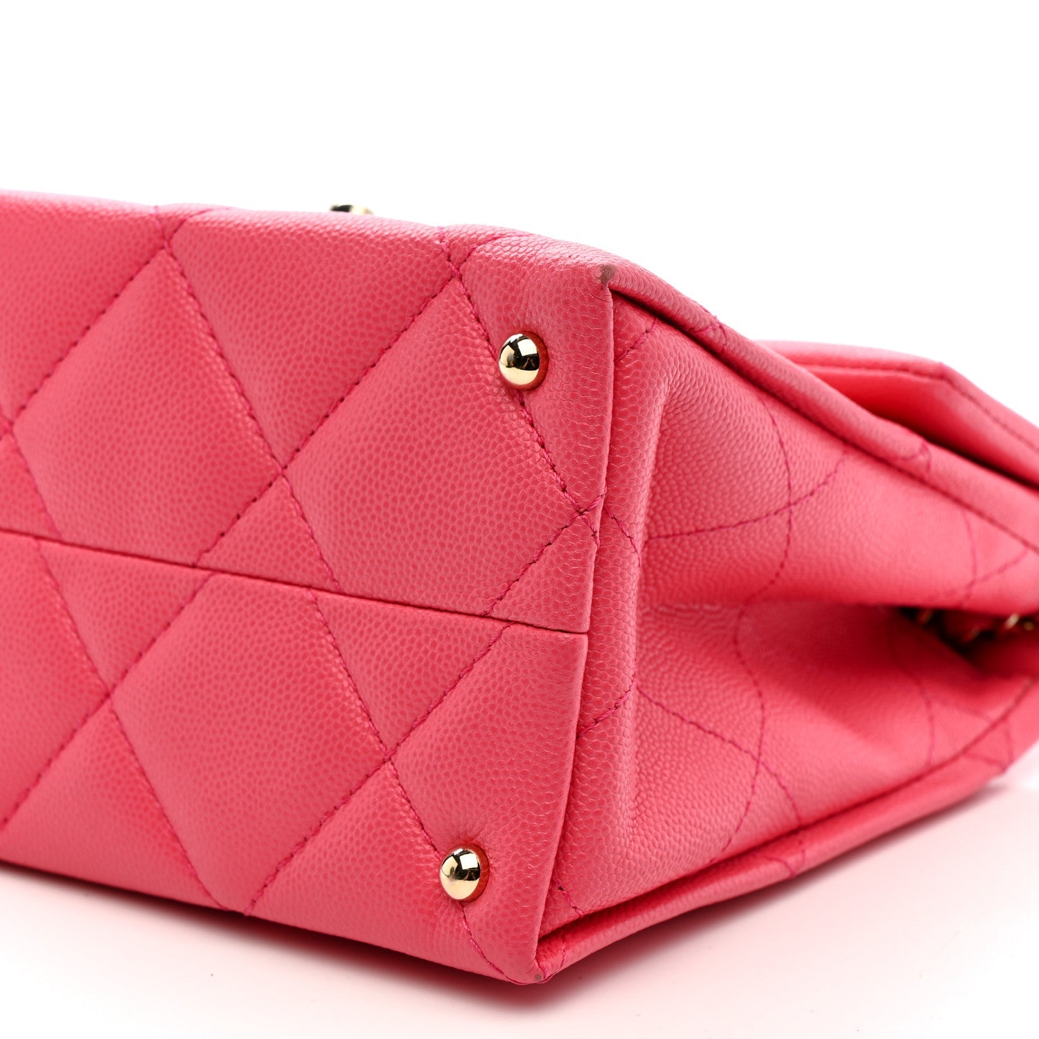 Caviar Quilted Mini Retro Twist Top Handle Flap Pink