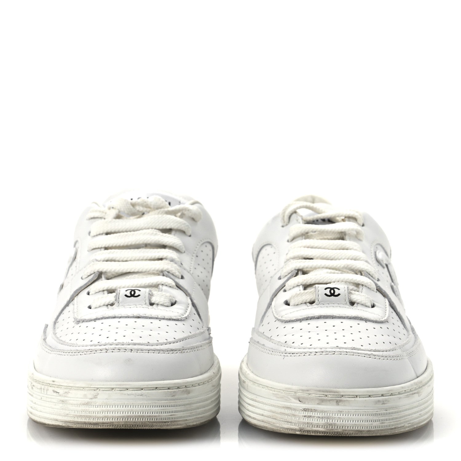 Calfskin Womens CC Sneakers 39.5 White