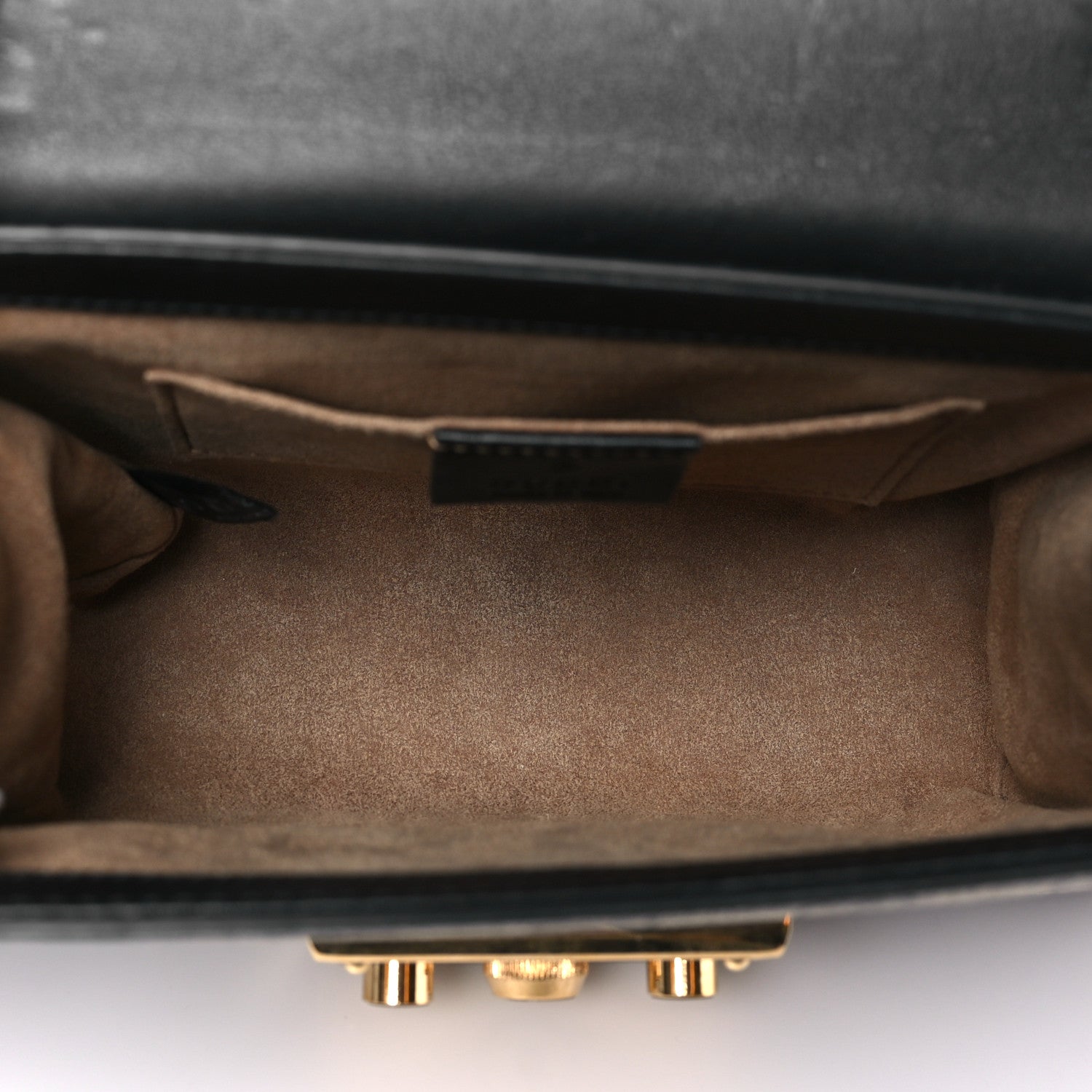 GG Supreme Monogram Calfskin Small Padlock Shoulder Bag Beige Black Cuir