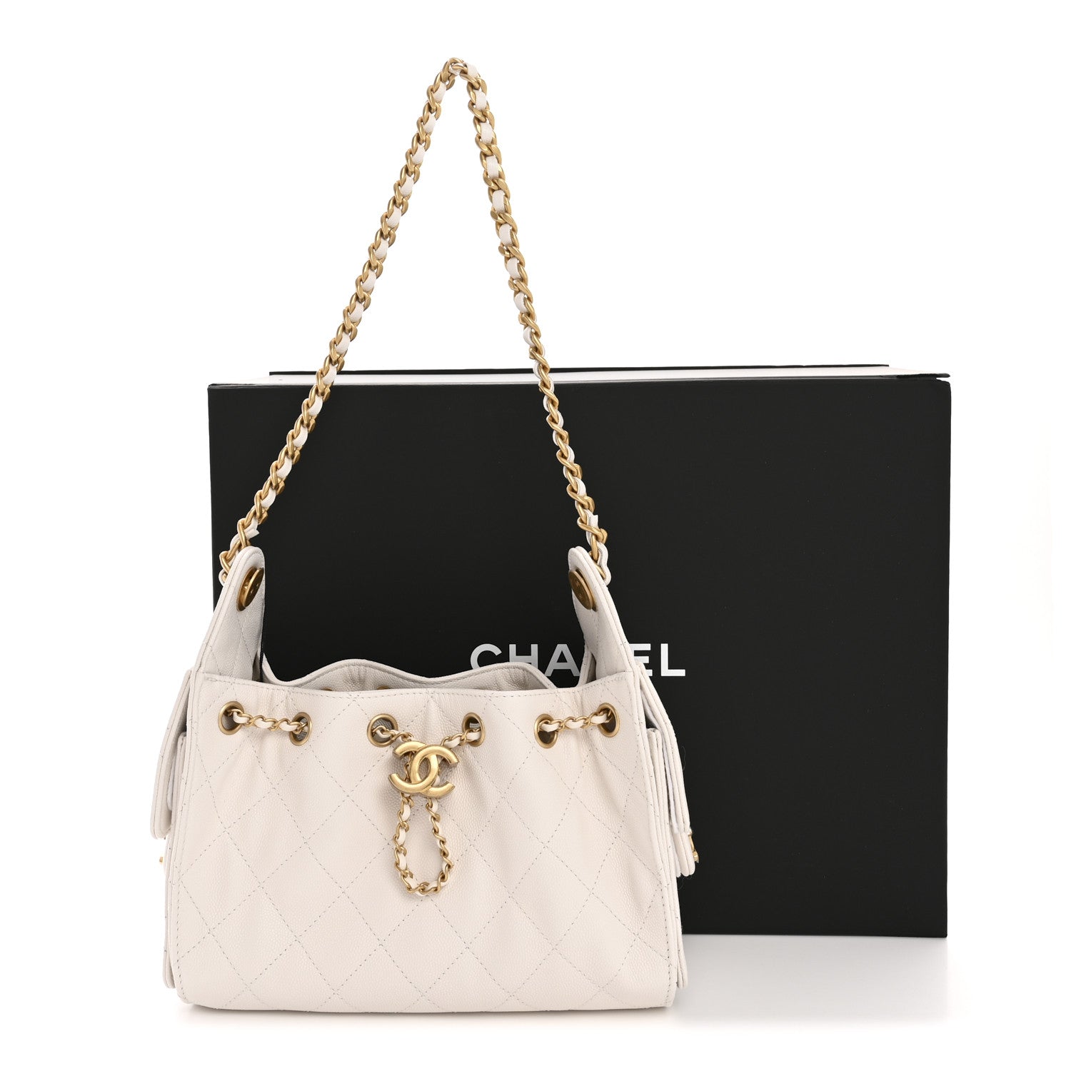 Caviar Quilted Mini Chanel 25 Handbag White