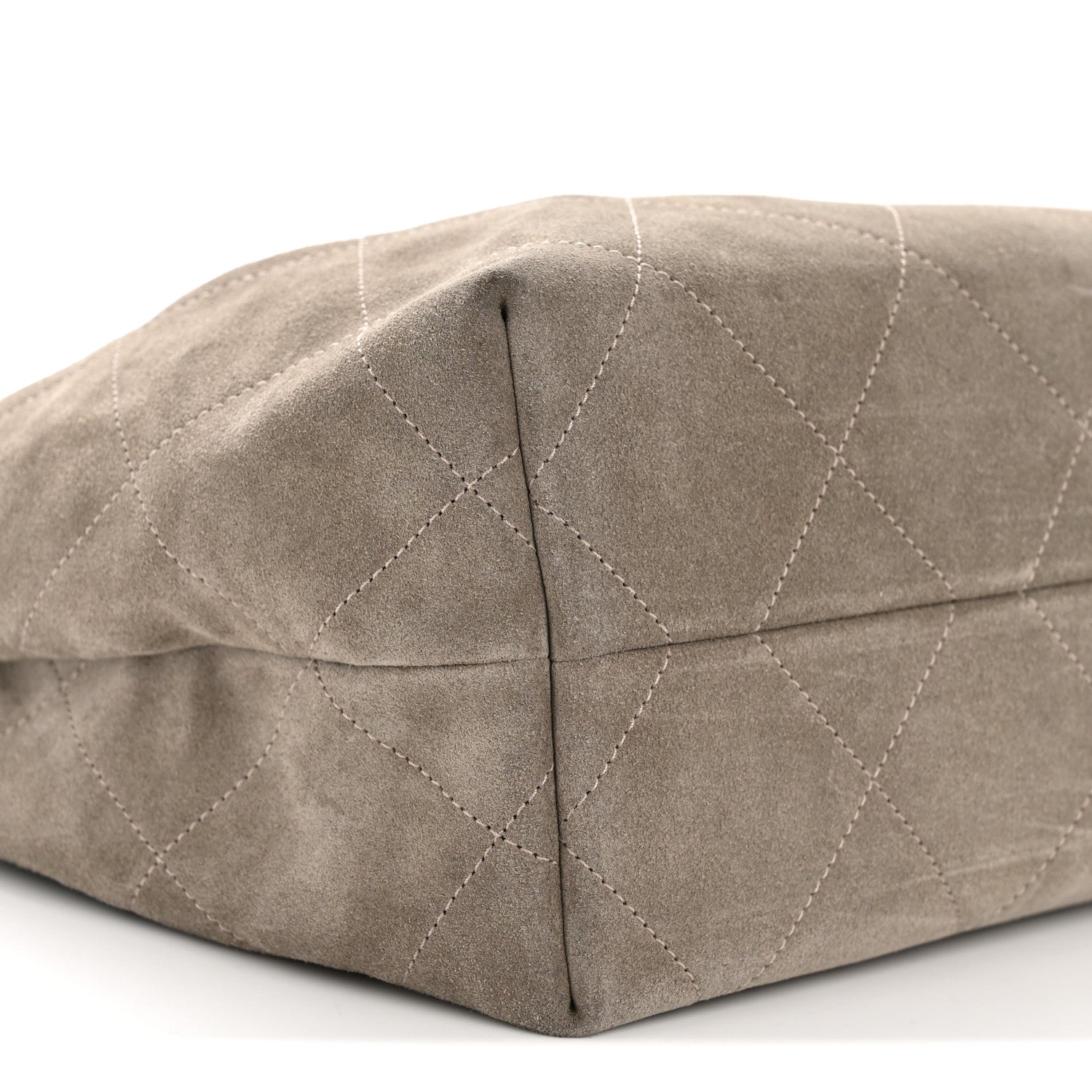 Suede Calfskin Lambskin Quilted Maxi Hobo Grey