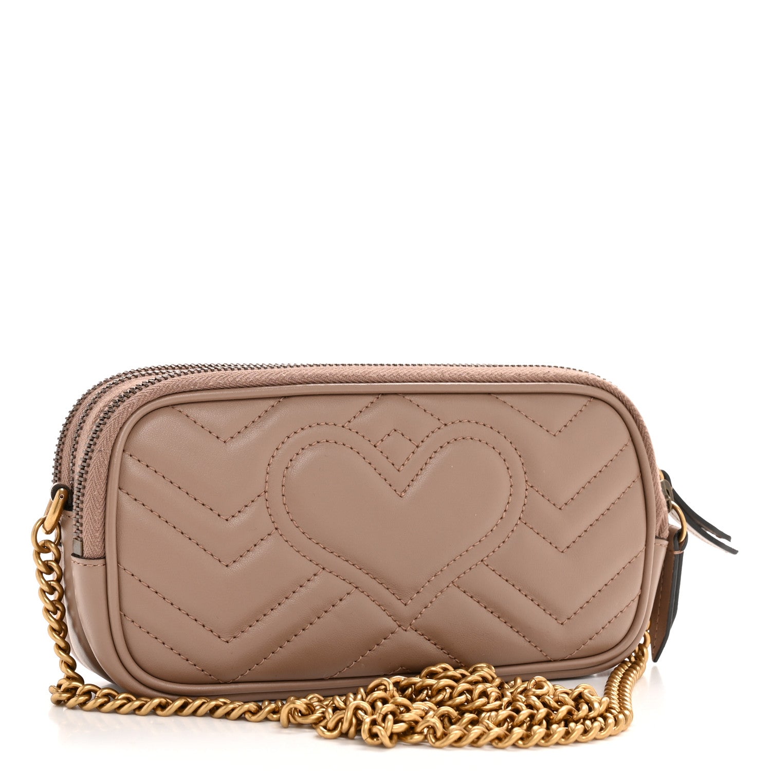 Calfskin Matelasse Mini GG Marmont Chain Crossbody Bag Porcelain Rose