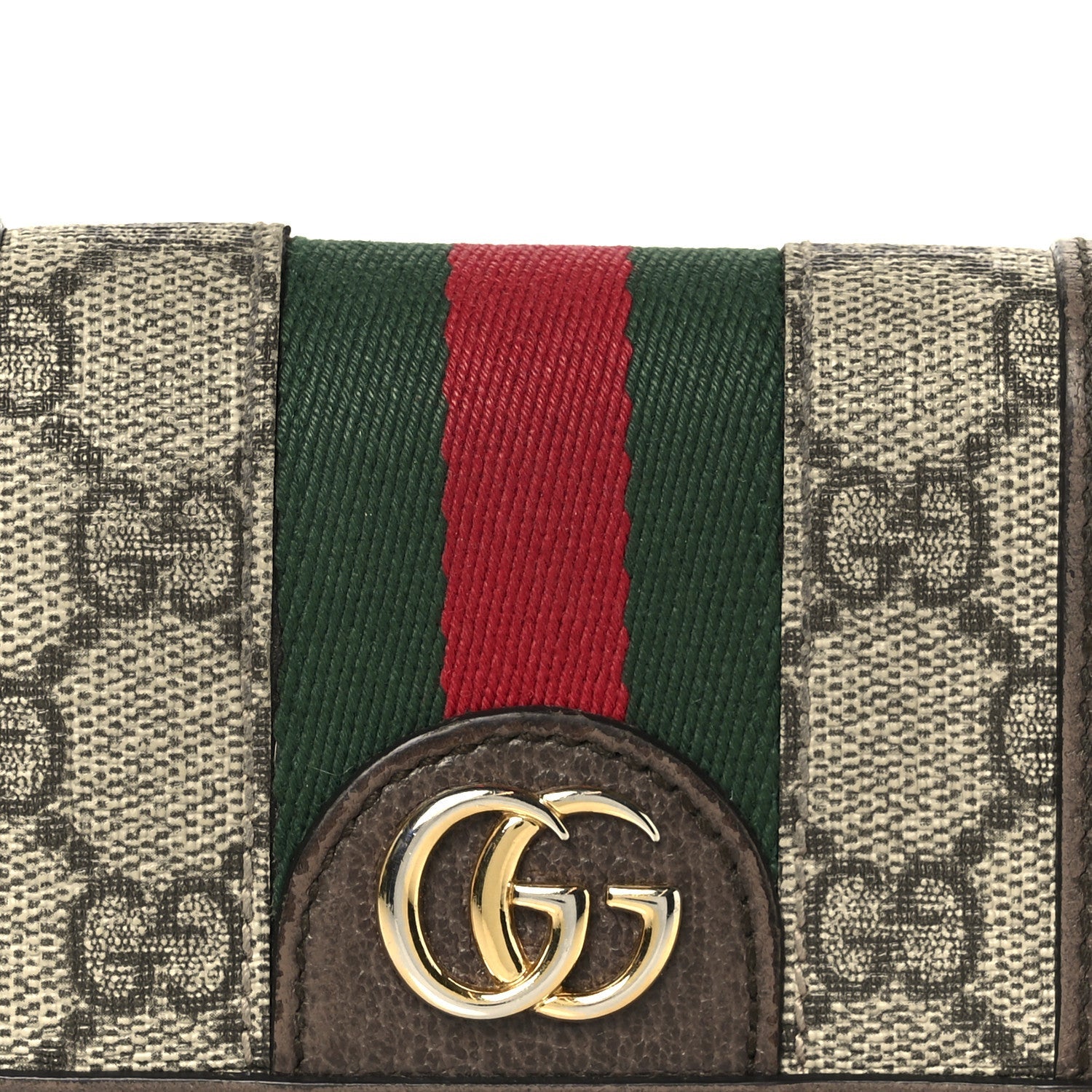 GG Supreme Monogram Web Ophidia Card Case Beige New Acero