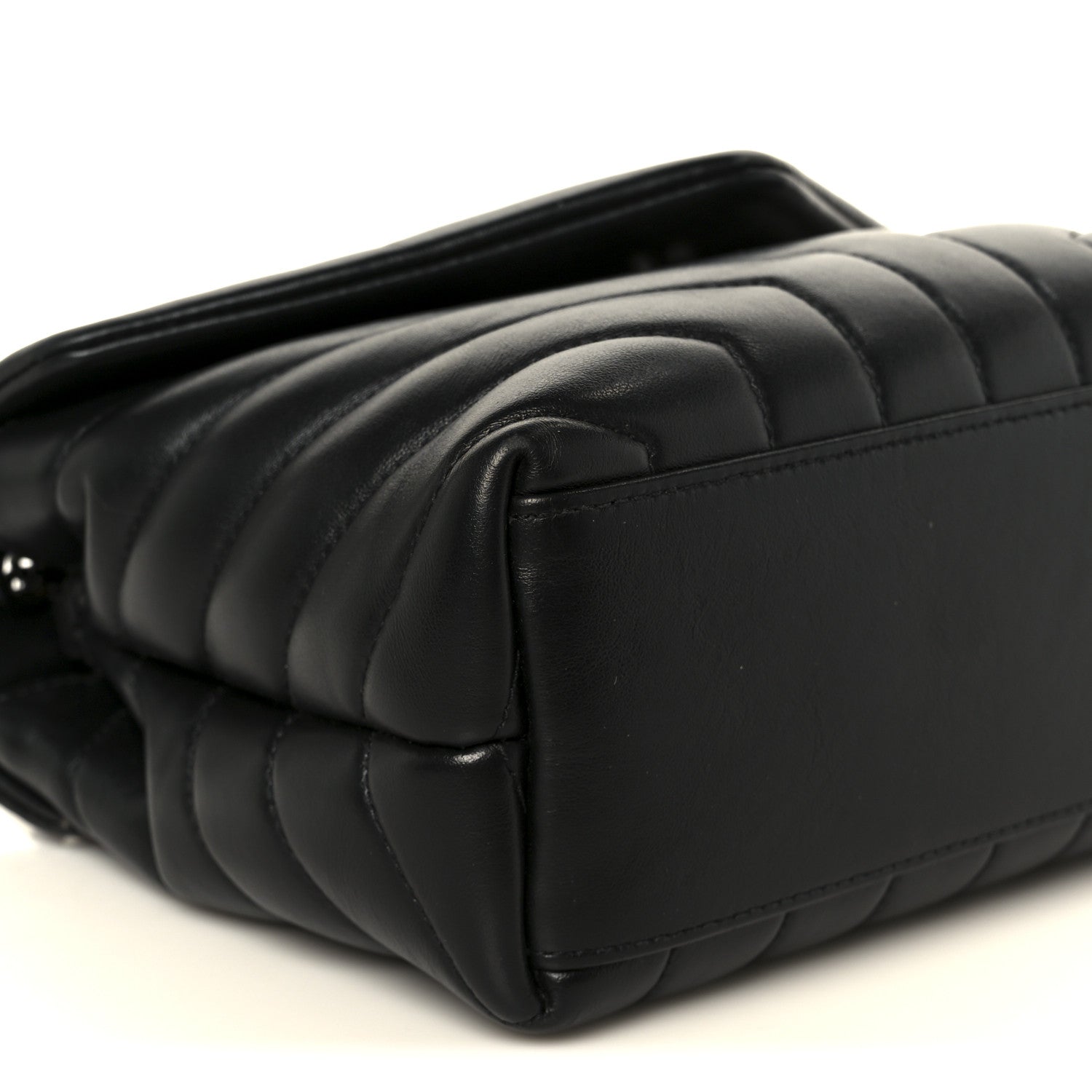 Calfskin Y Quilted Monogram Monochrome Small Loulou Chain Satchel Black
