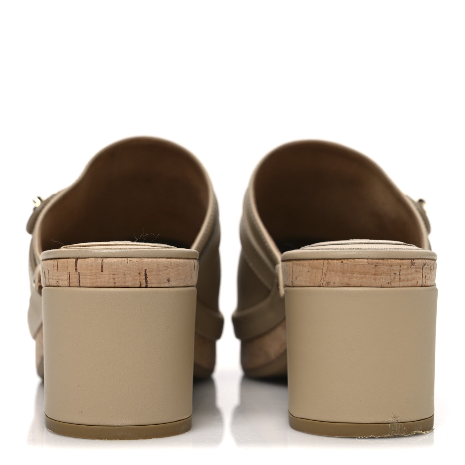 Calfskin CC Turn Lock Clogs 40 Beige