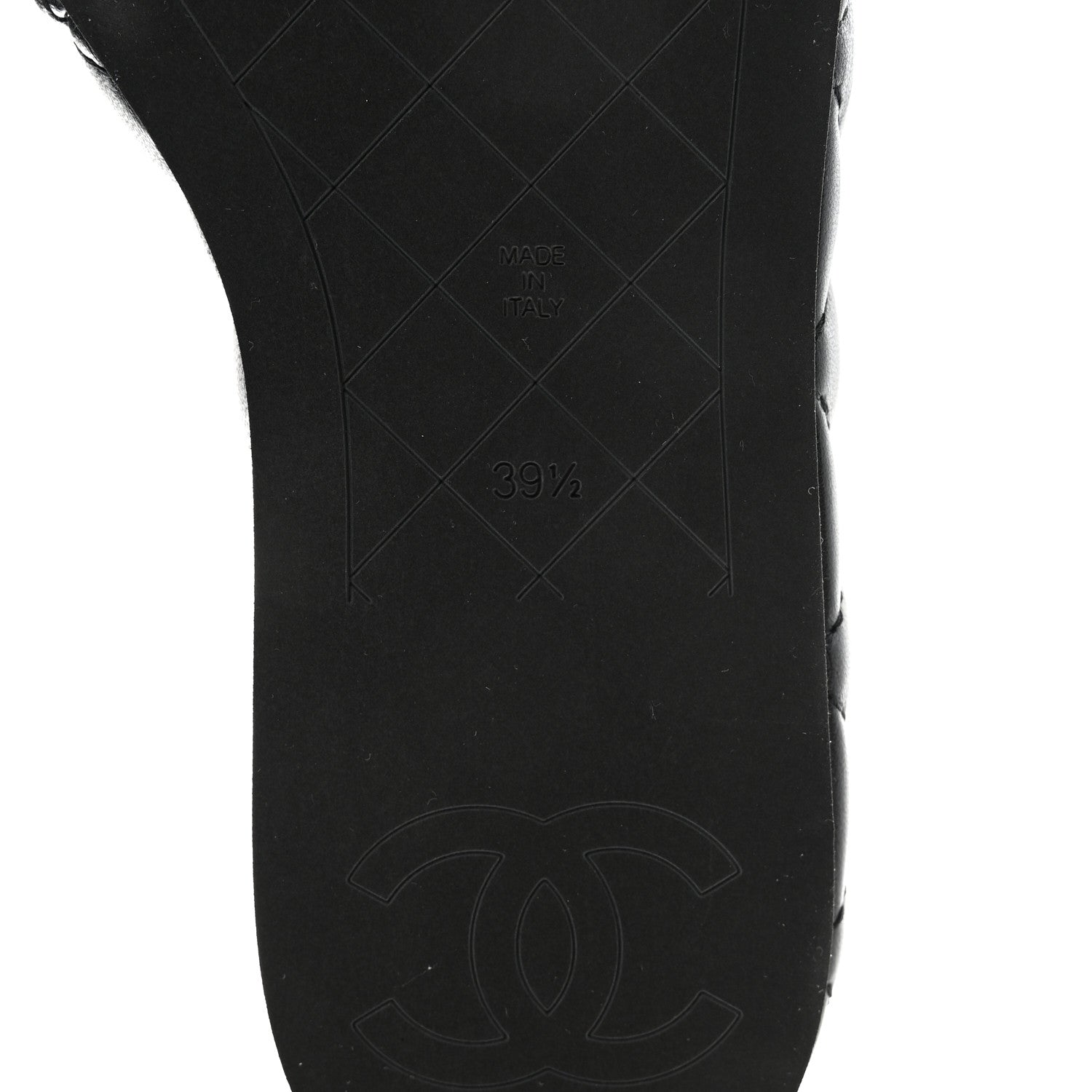 Lambskin Quilted Camelia CC Wedge Sandal Mules 38.5 Black