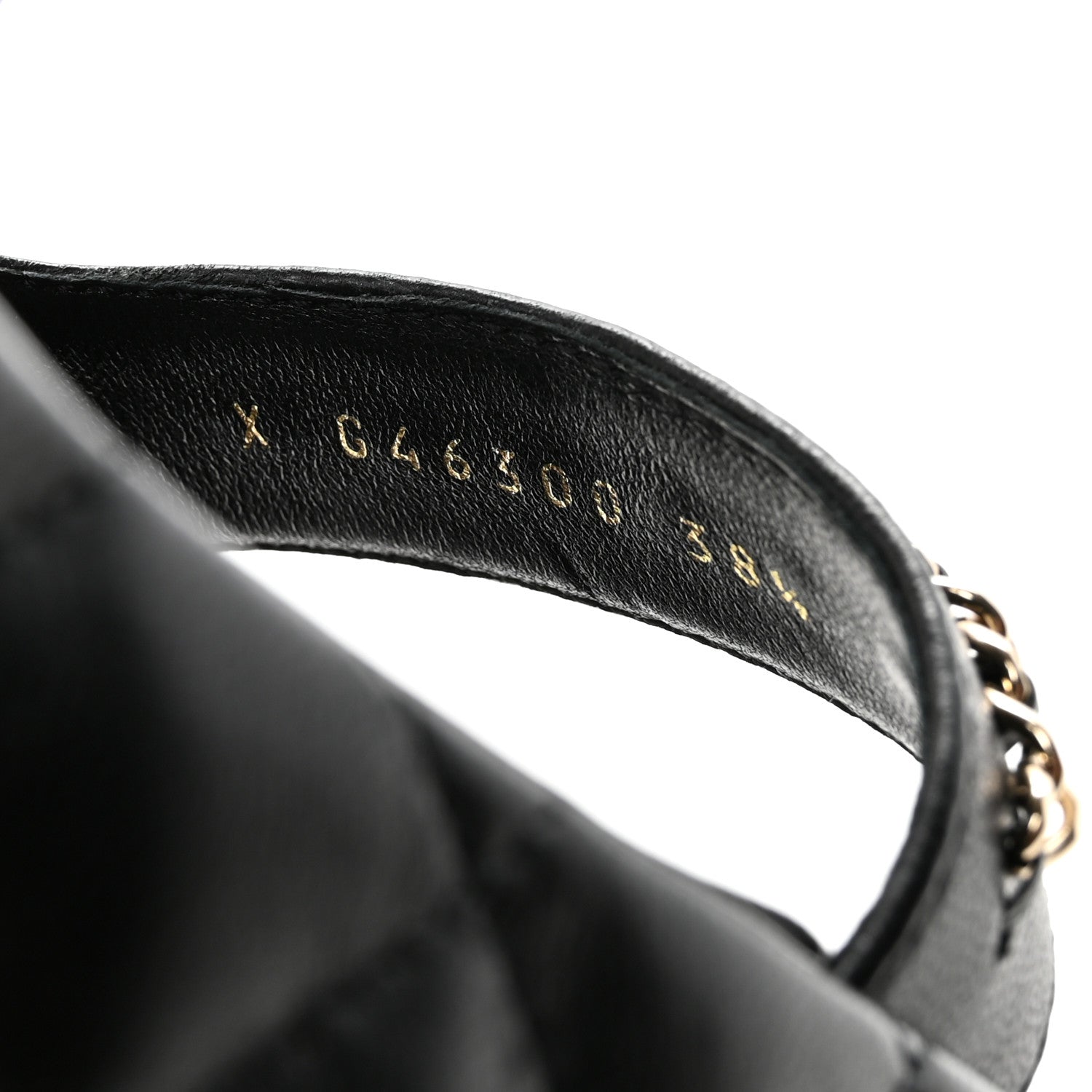 Lambskin Quilted Chain CC Platform Sandals 38.5 Black