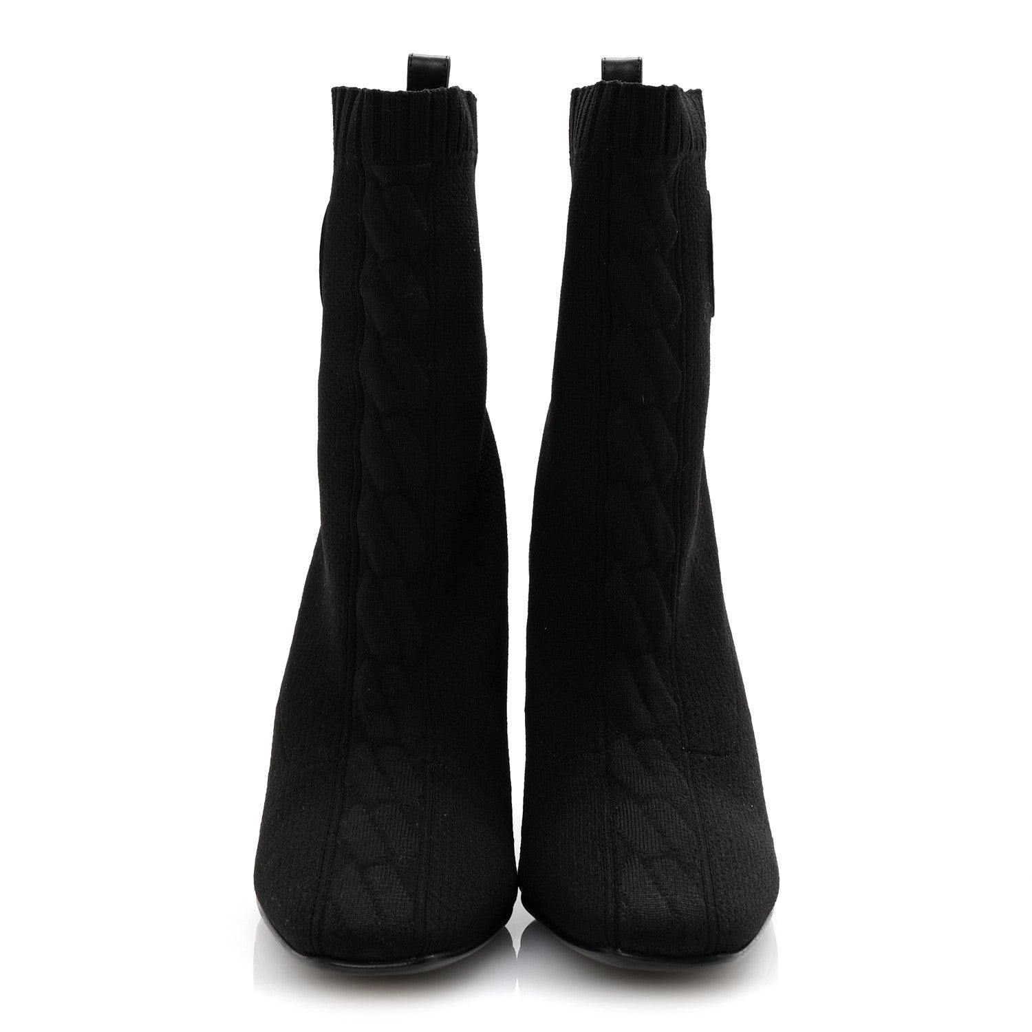 Knit Calfskin Volver 90 Ankle Boots 35 Black