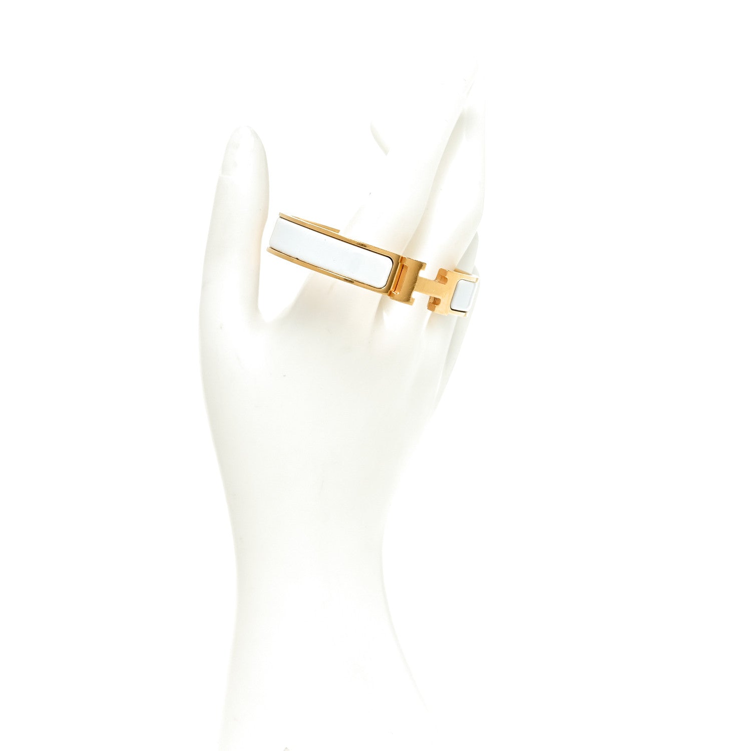 Enamel Narrow Clic Clac H Bracelet PM White