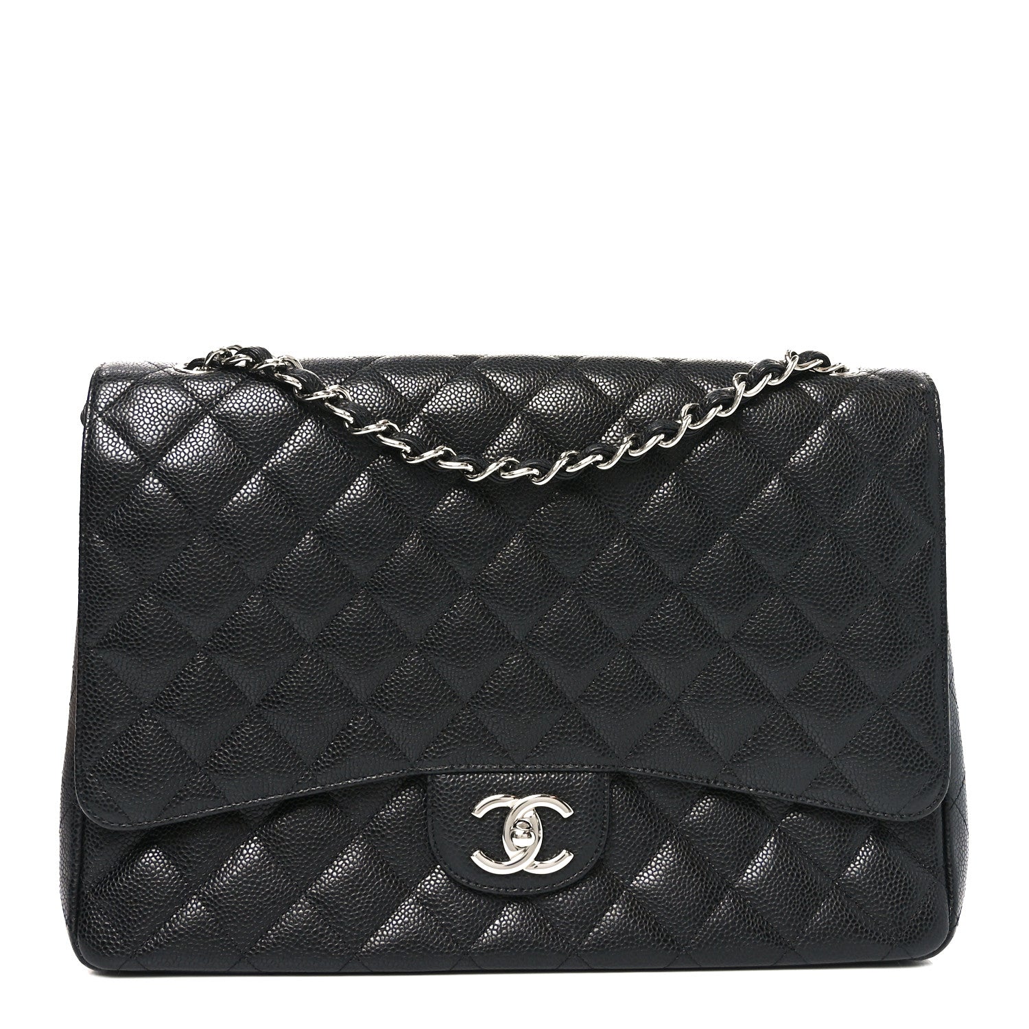 Caviar Quilted Maxi Double Flap Black