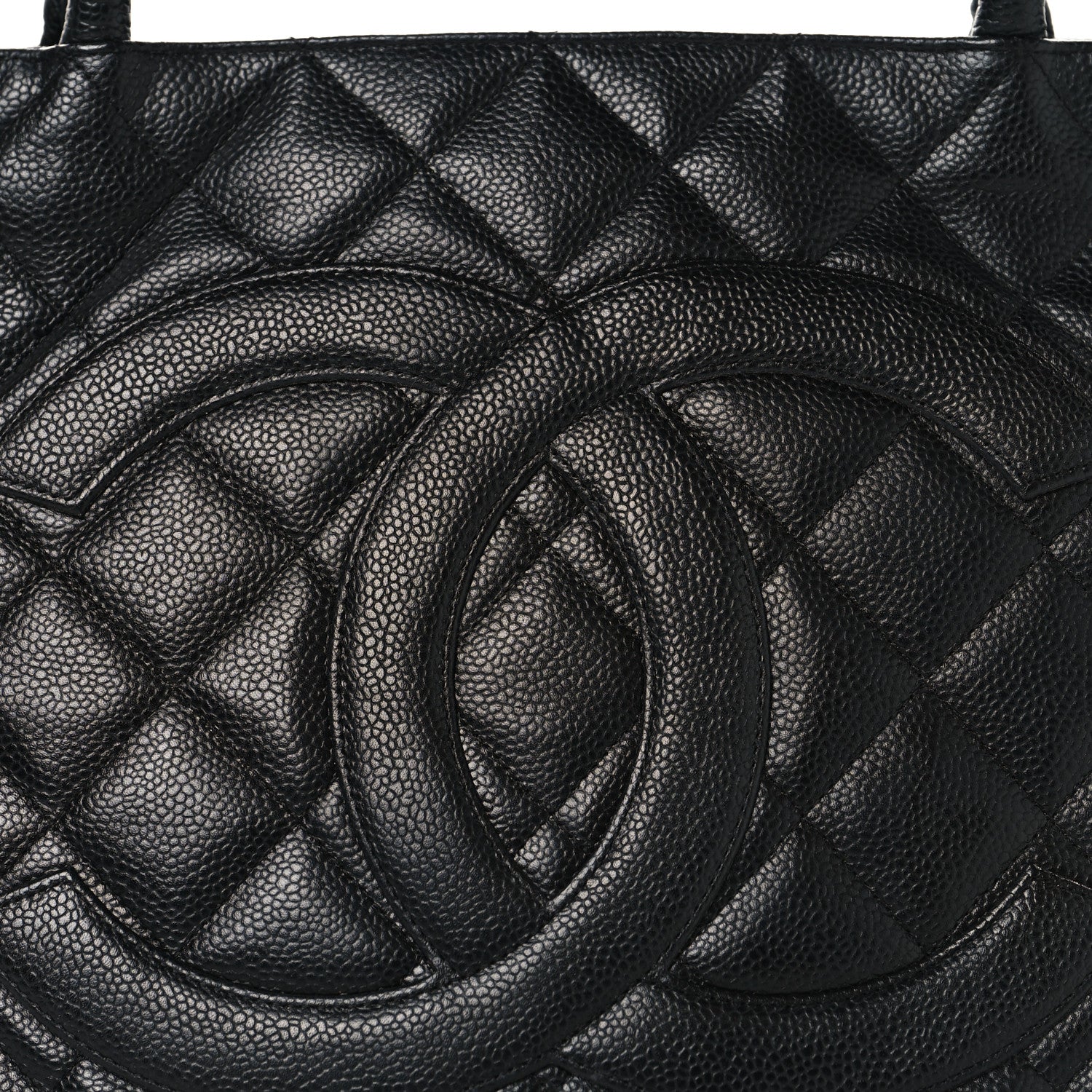 Caviar Quilted Medallion Tote Black