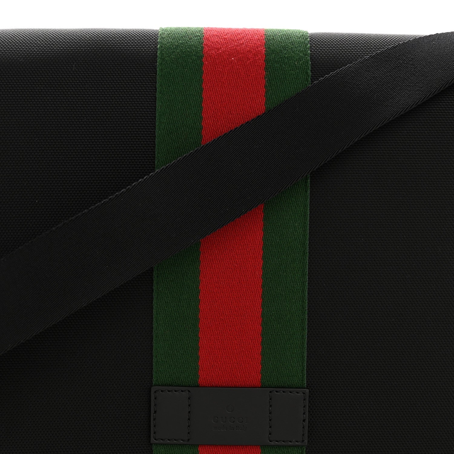 Techno Canvas Web Flap Messenger Bag Black