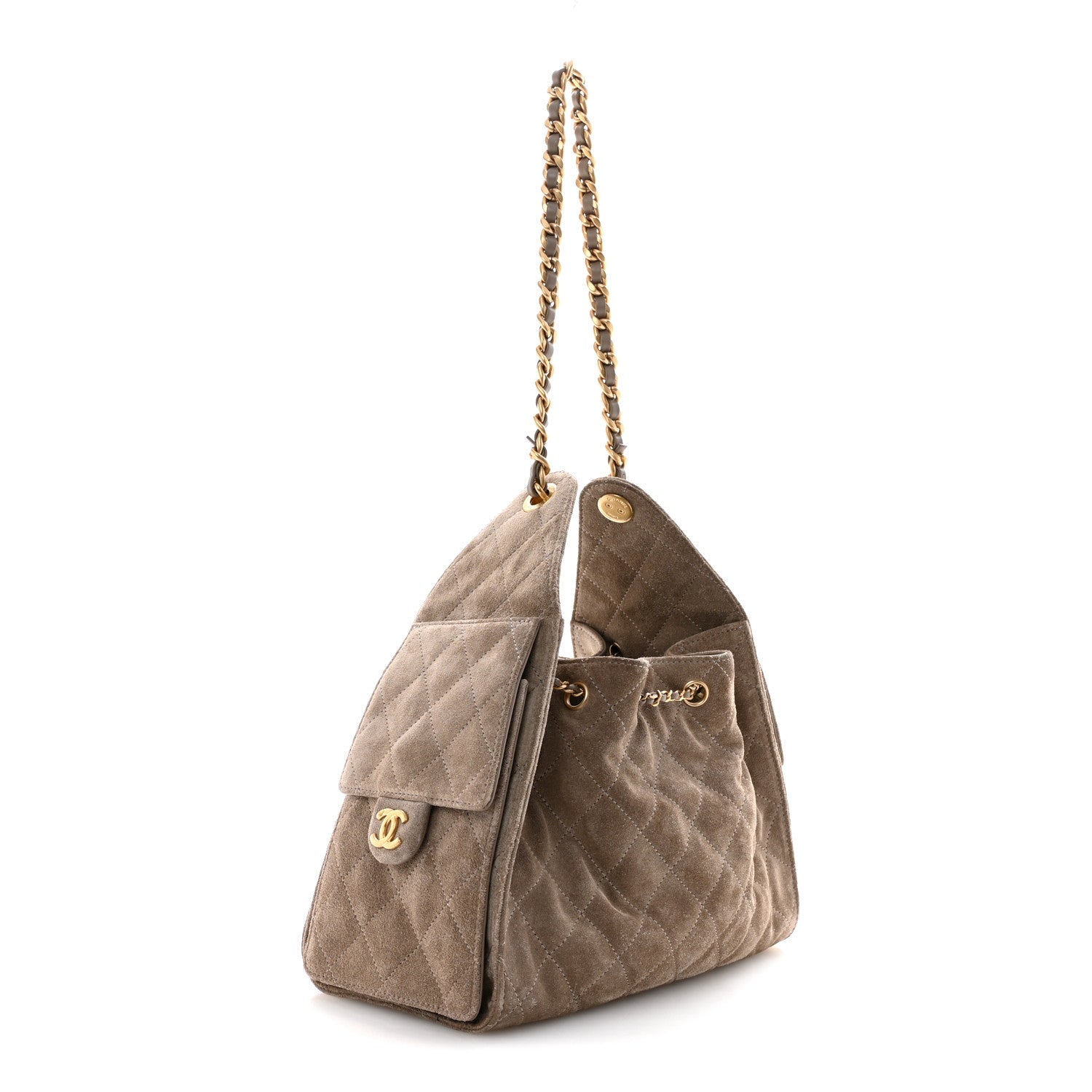 Suede Quilted Small Chanel 25 Handbag Dark Grey