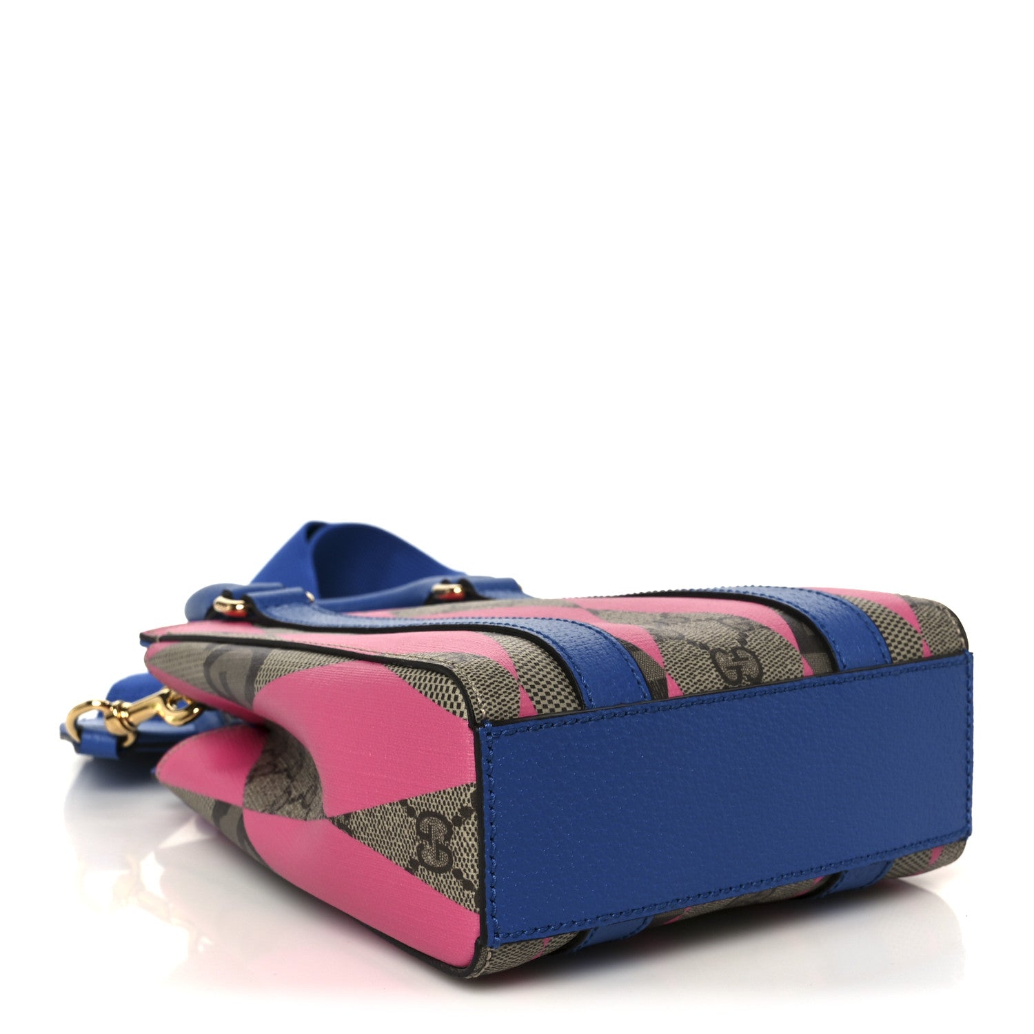 GG Supreme Monogram Textured Dollar Calfskin Rhombus Mini Tote Bag Beige Ebony Pink Blue