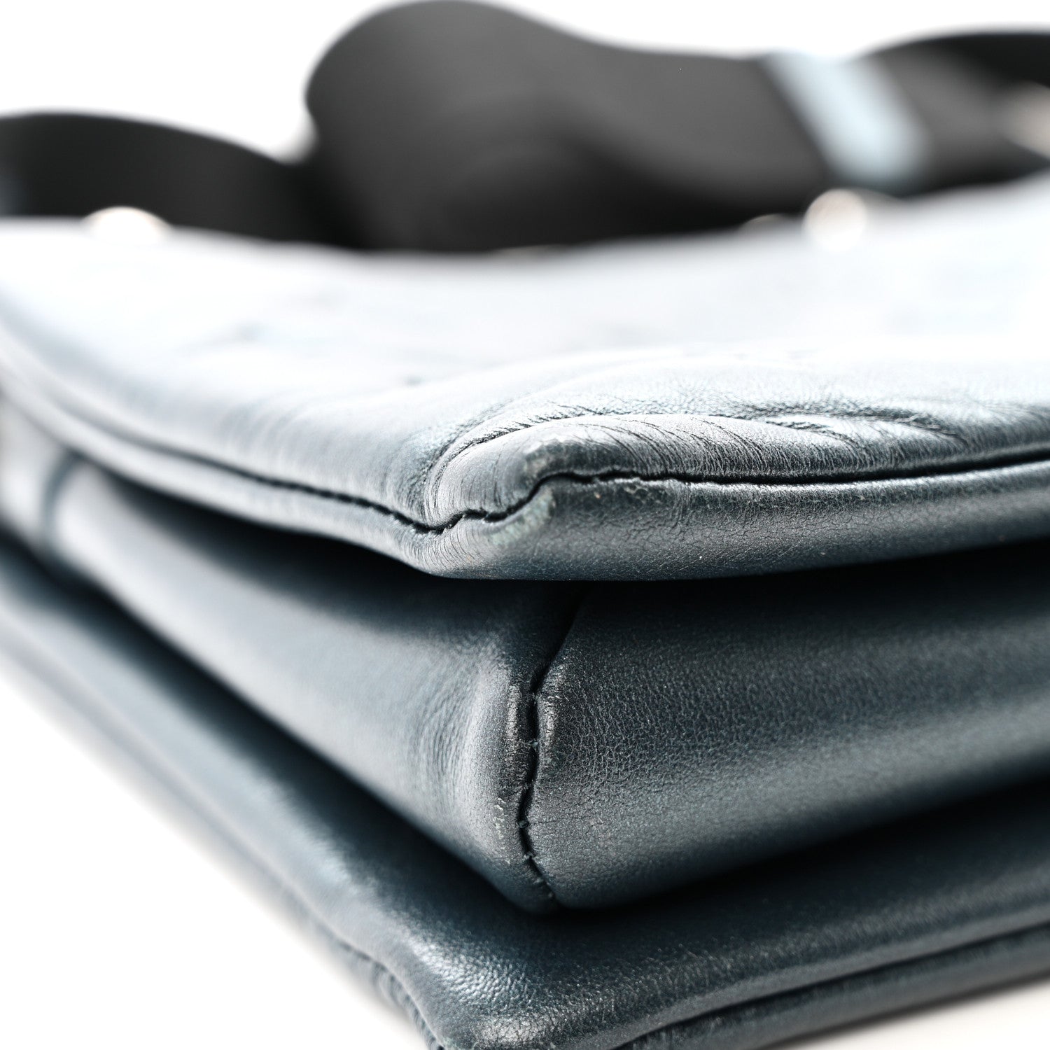 Metallic Lambskin Embossed Monogram Coussin PM Bleu