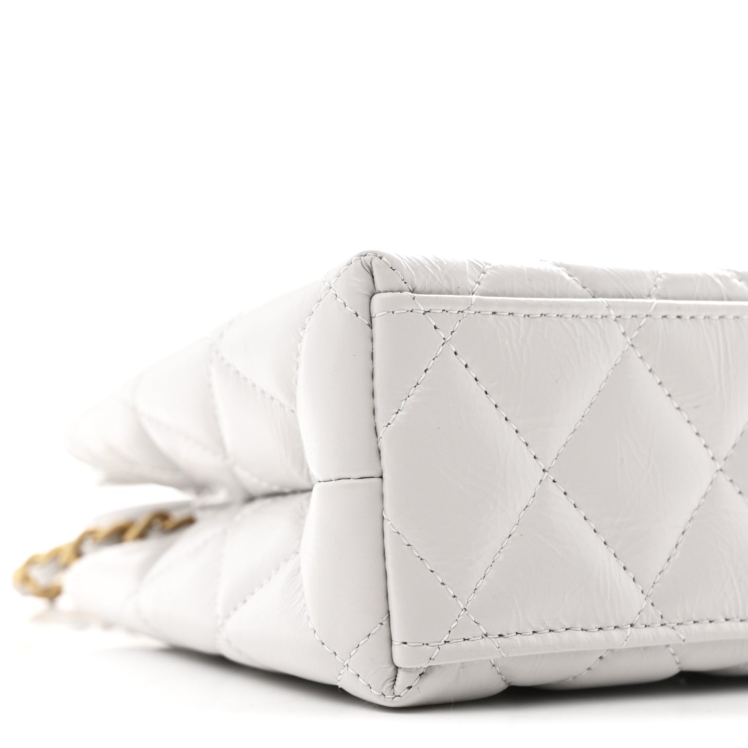 Shiny Aged Calfskin Quilted Nano Kelly Shopper Light Grey