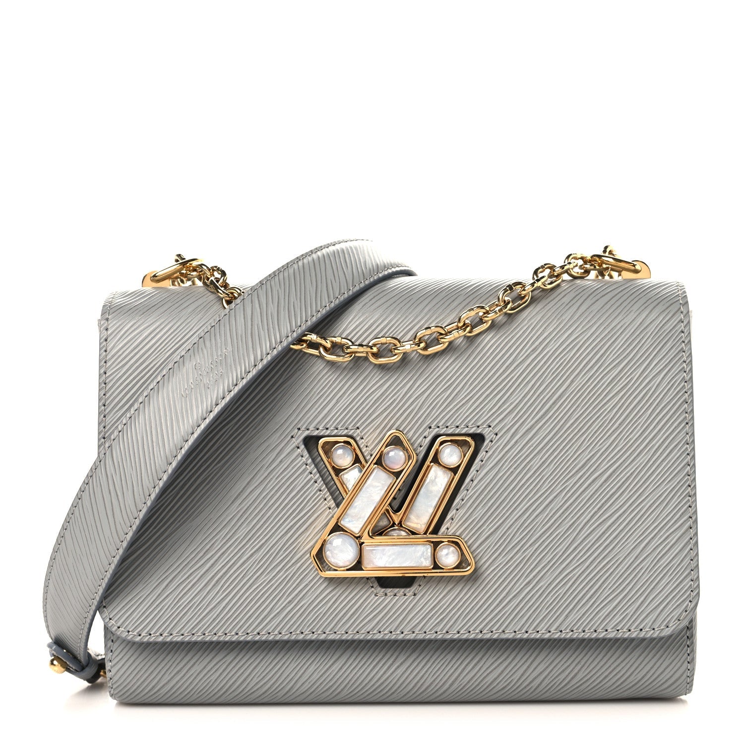 Epi Moonstone Twist Shoulder Bag MM Grey