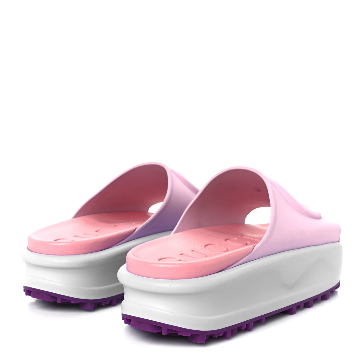 Soft Rubber Womens Interlocking G Platform 42mm Slide Sandals 39 Sugar Pink