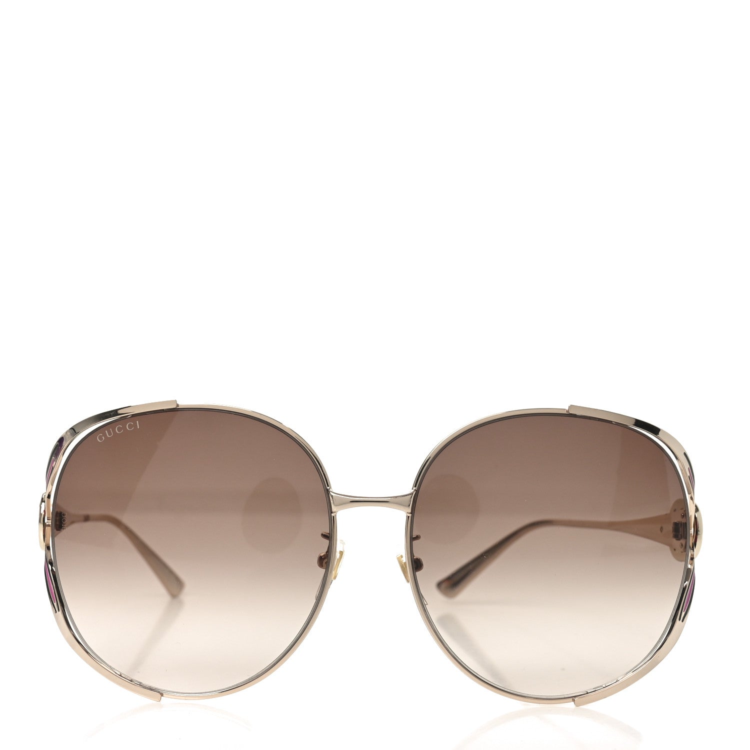 Metal Oversized Round Frame GG0225S Sunglasses Green Pink
