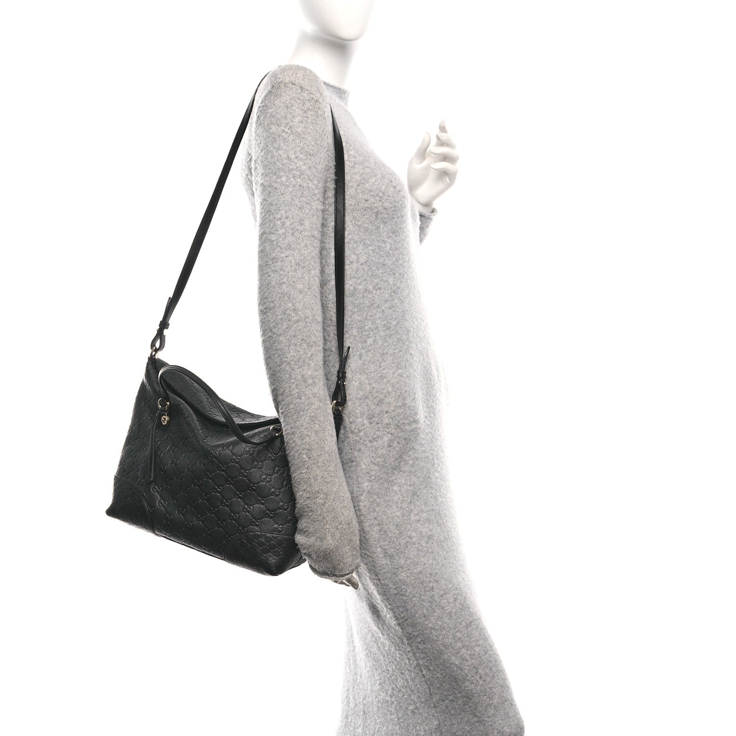 Guccissima Medium Bree Foldover Tote Black