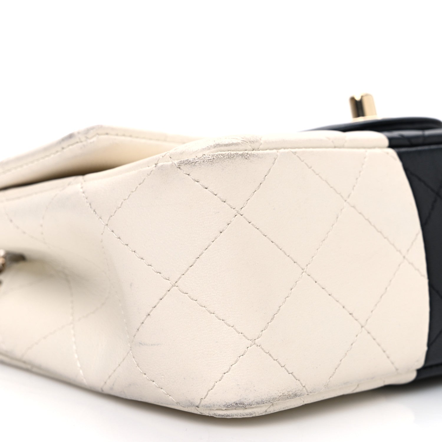 Lambskin Quilted Mini Rectangular Flap White Black