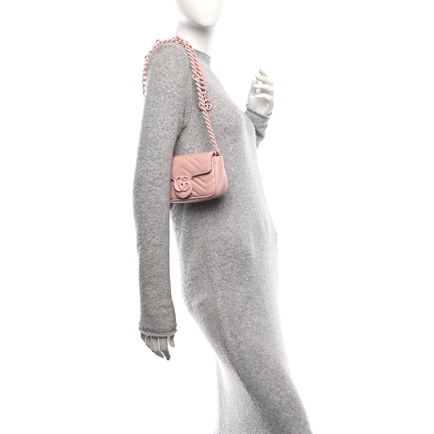 Calfskin Matelasse Monochrome GG Marmont Chain Belt Bag Perfect Pink