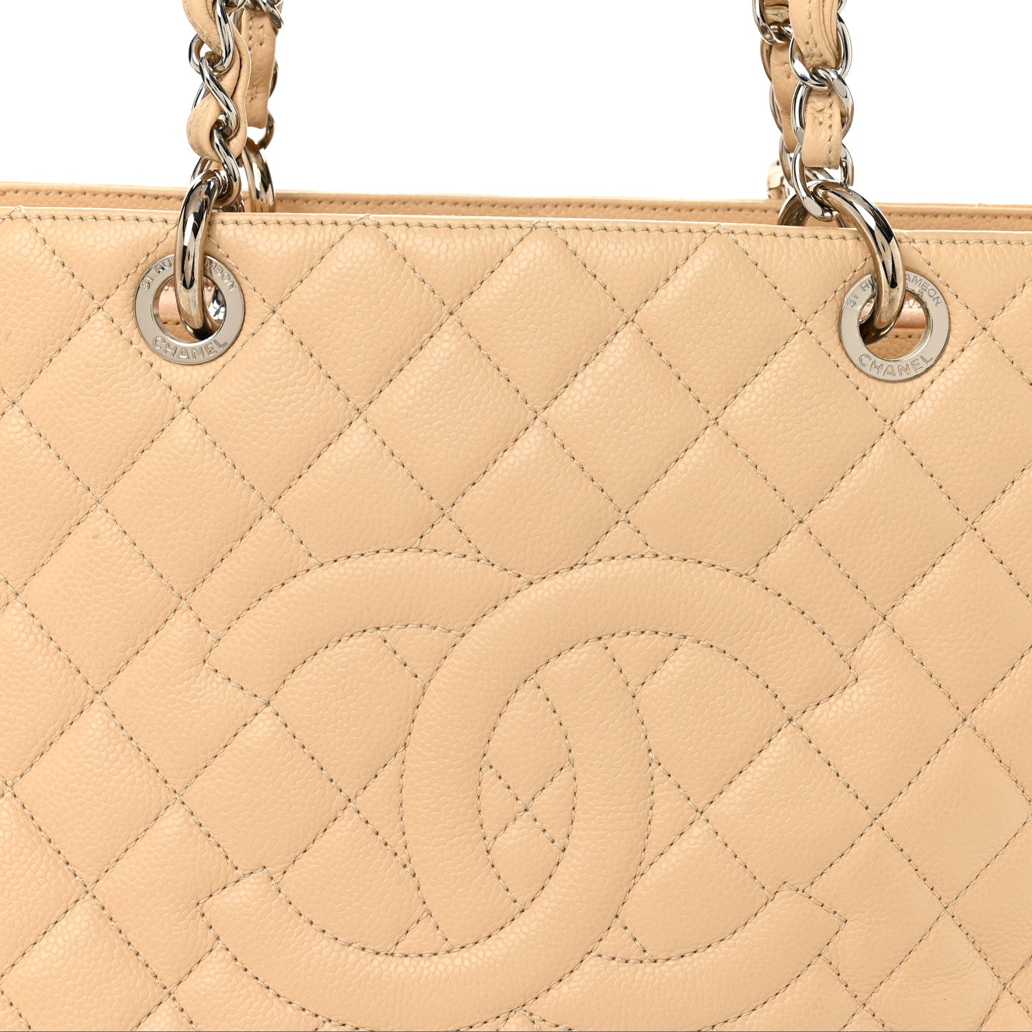 Caviar Quilted Grand Shopping Tote GST Beige