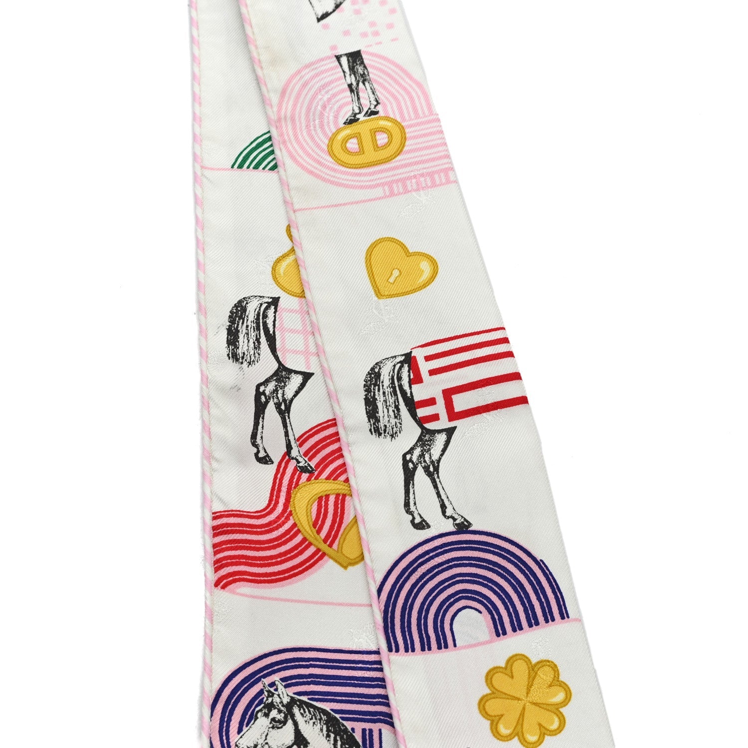 Silk Garde Robe Pop Charms Twilly White Multicolor