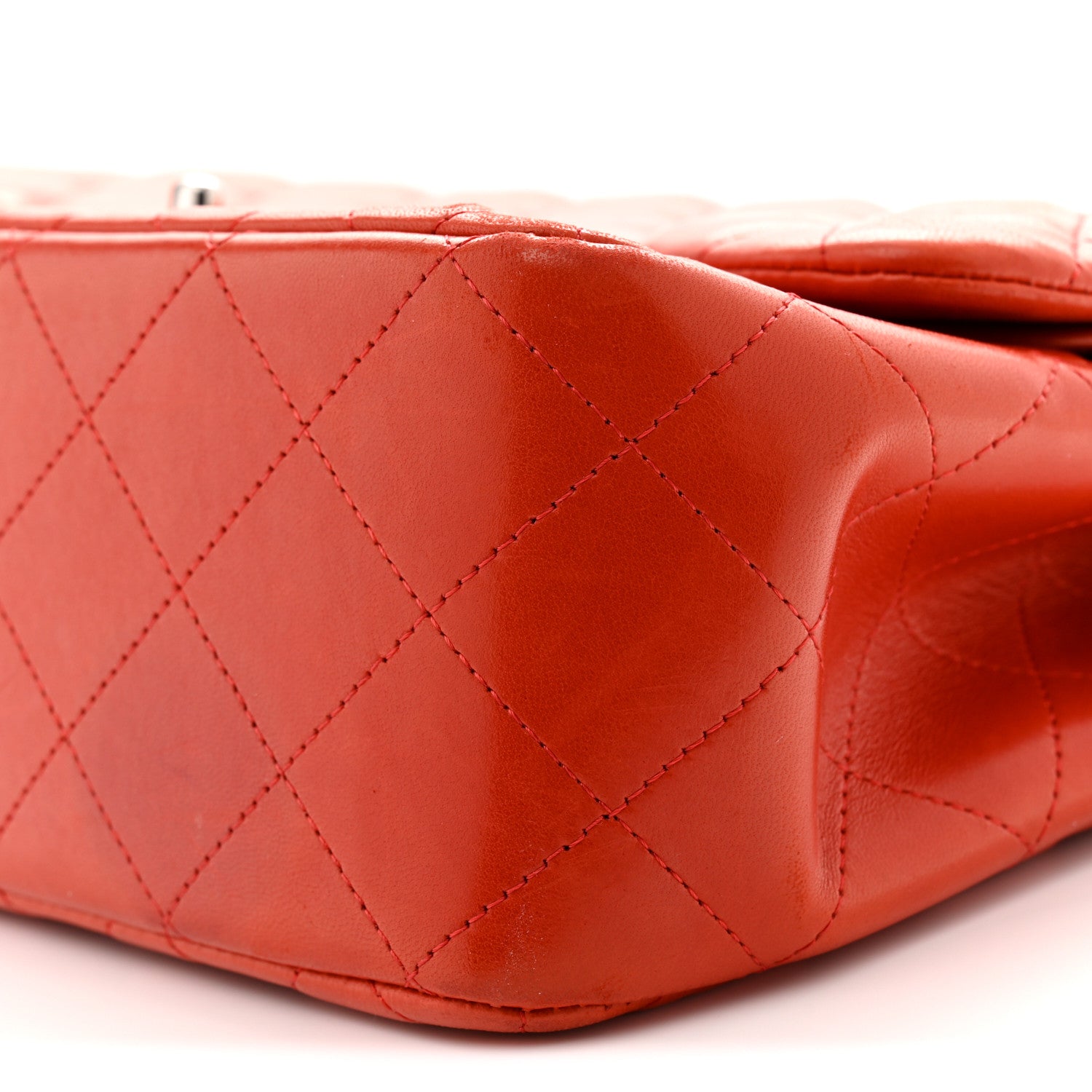 Lambskin Quilted Jumbo Double Flap Red