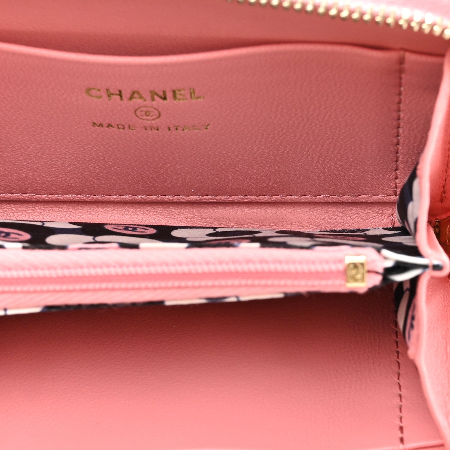 Lambskin Enamel Quilted Zip Around Coin Purse Wallet Pink