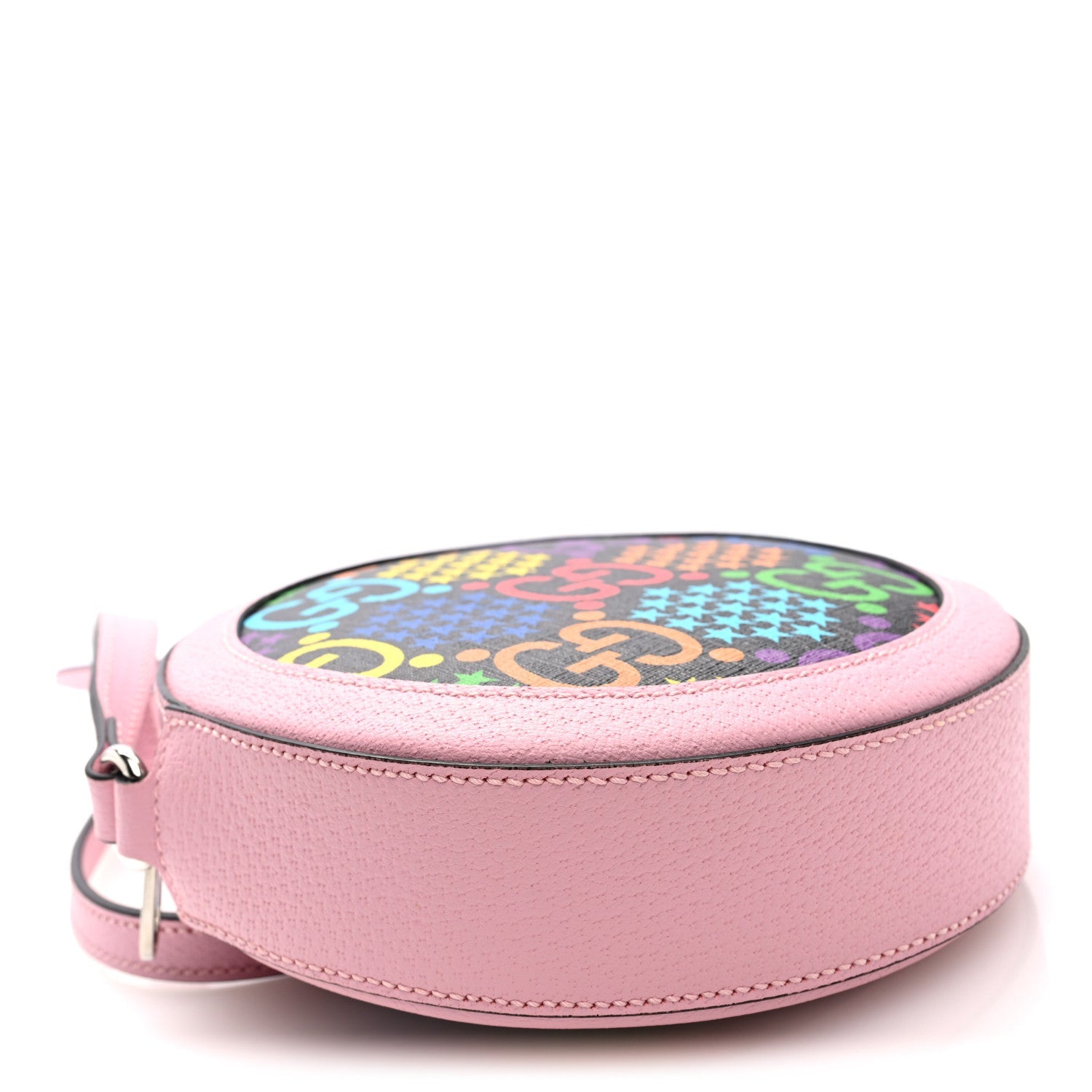 GG Supreme Monogram Psychedelic Round Shoulder Bag Black Multicolor Sugar Pink