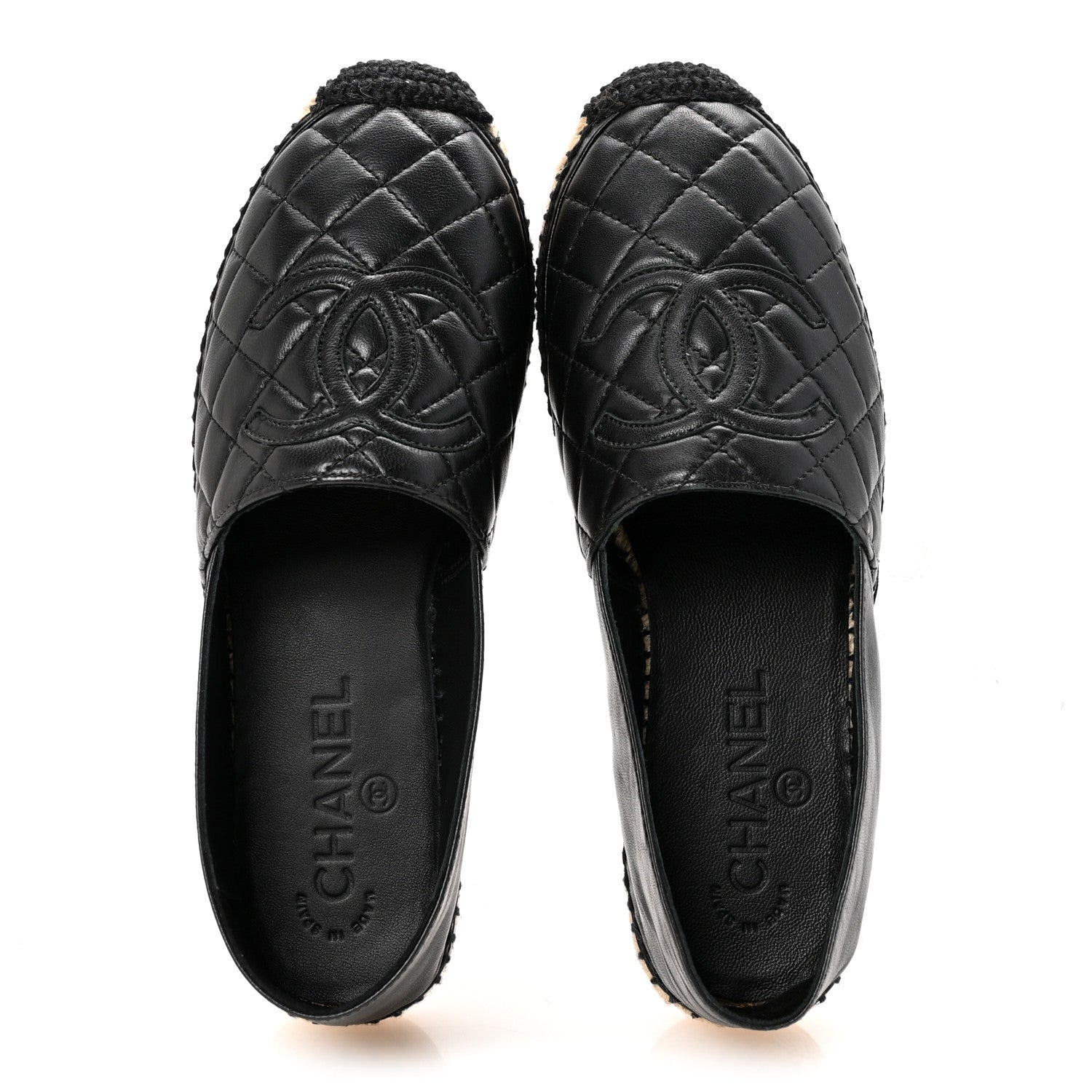 Lambskin Quilted CC Espadrilles 36 Black