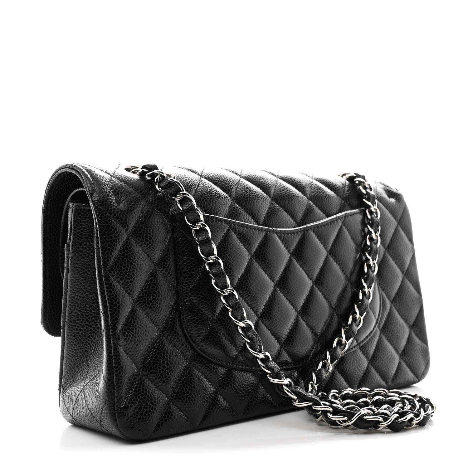 Caviar Quilted Medium Double Flap Black