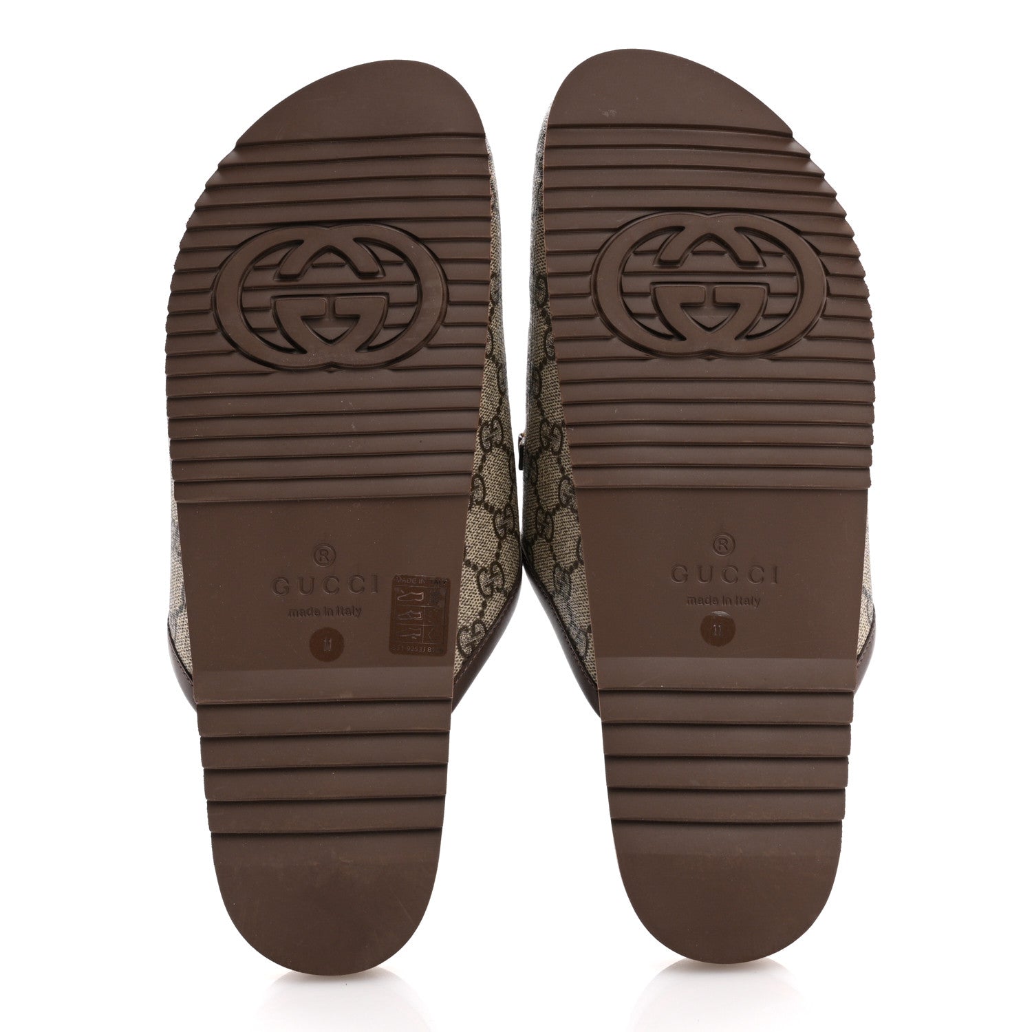 GG Supreme Monogram Miro Soft Calfskin Mens Horsebit Slippers 11 Beige Ebony New Acero
