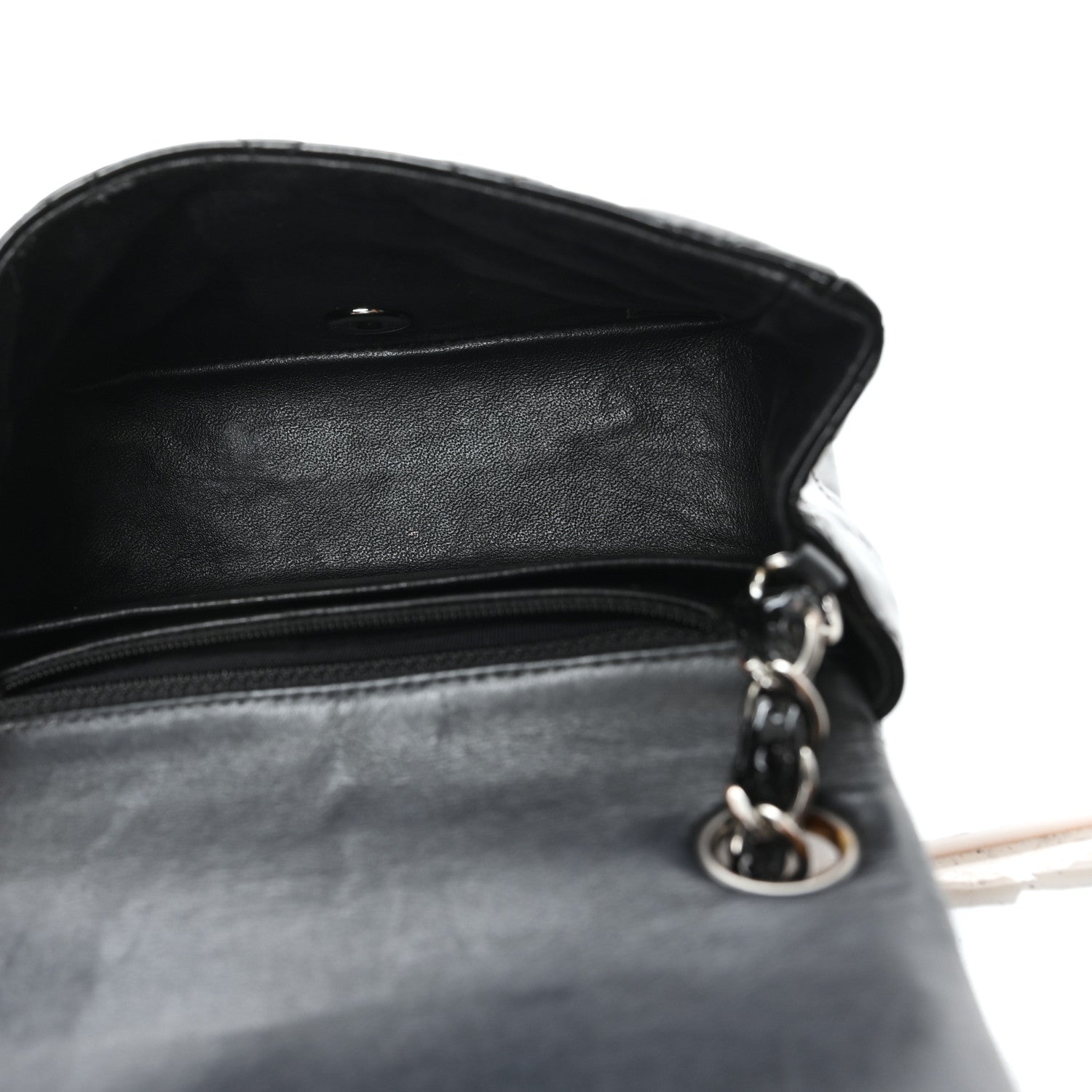 Patent Calfskin Quilted Mini Square Flap Black