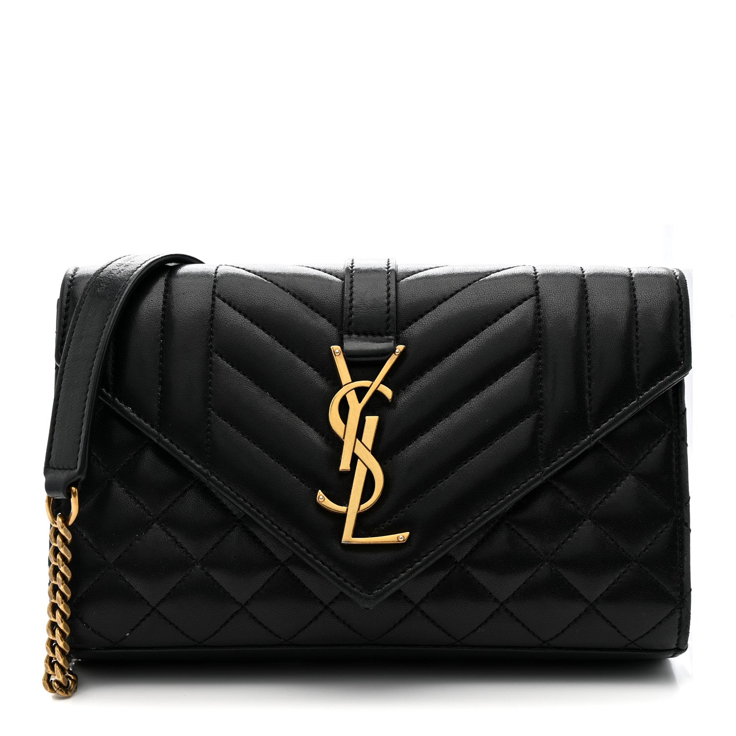 Lambskin Mixed Matelasse Triquilt Small Monogram Satchel Black
