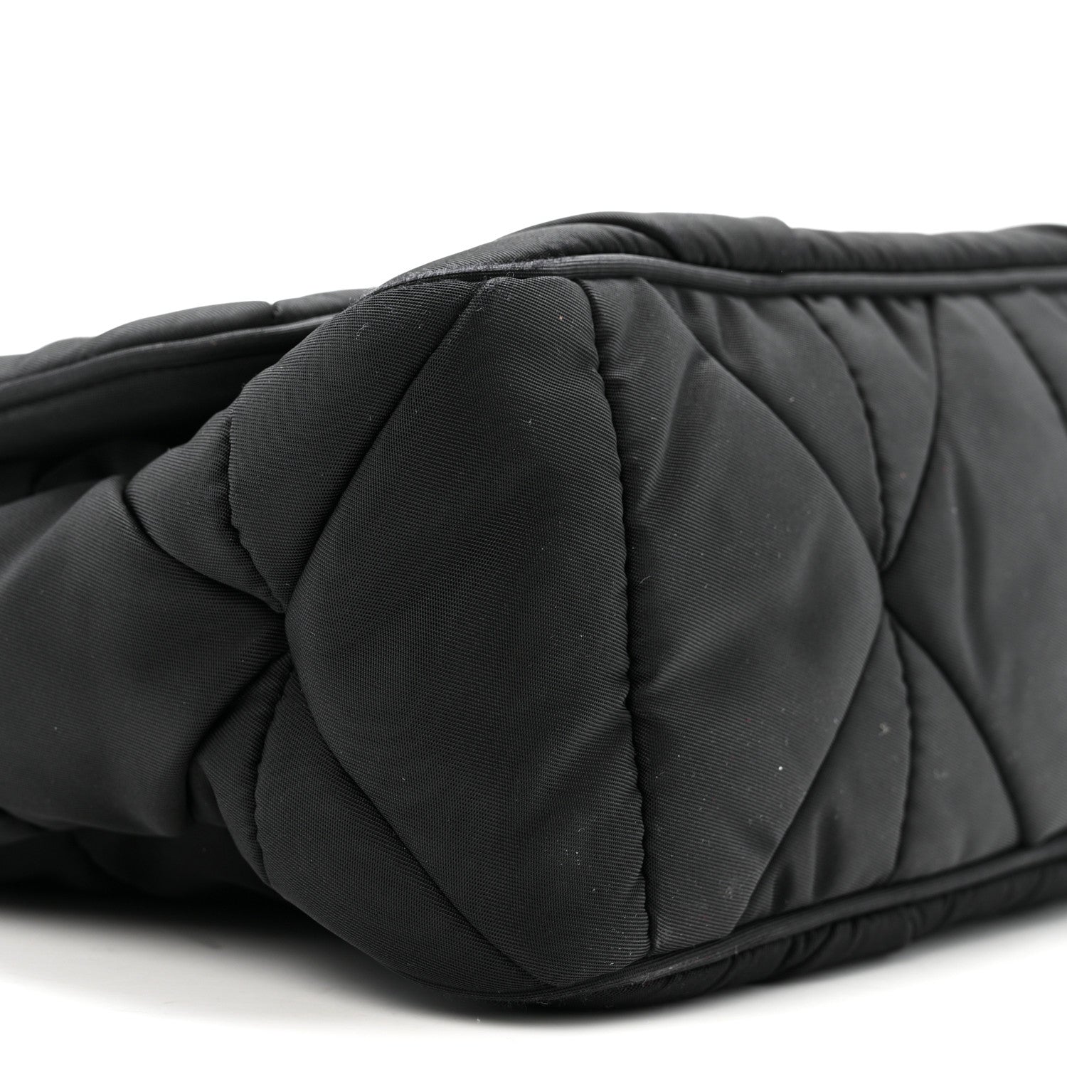 Re-Nylon Quilted Padded Flap Shoulder Bag Black
