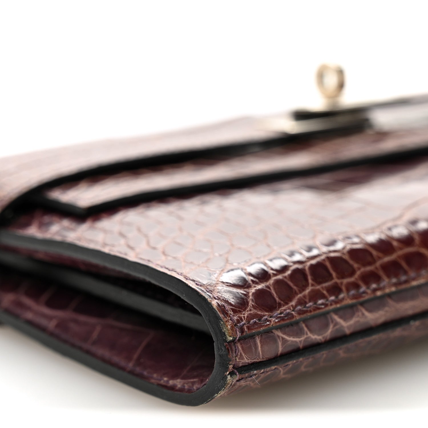 Shiny Alligator Kelly Longue Wallet Amethyst