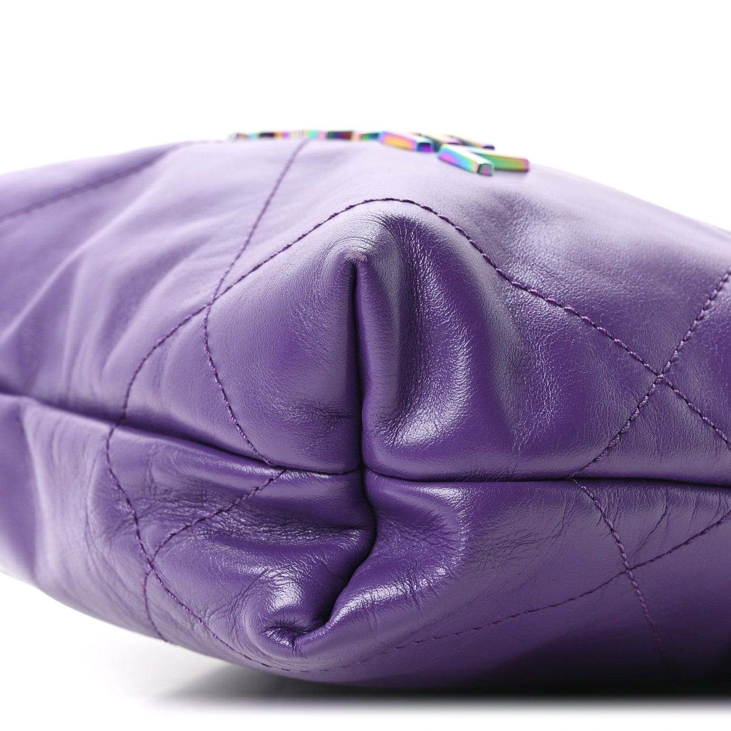 Shiny Calfskin Quilted Rainbow Mini Chanel 22 Purple